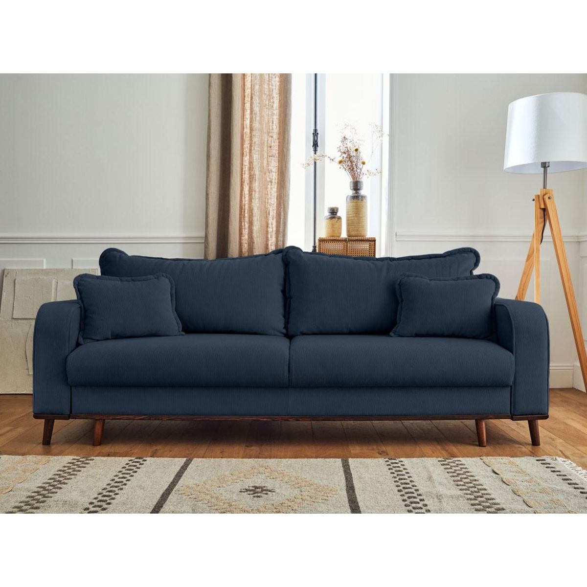 LISA DESIGN Albane - canapé 3 places - convertible avec coffre - en velours côtelé