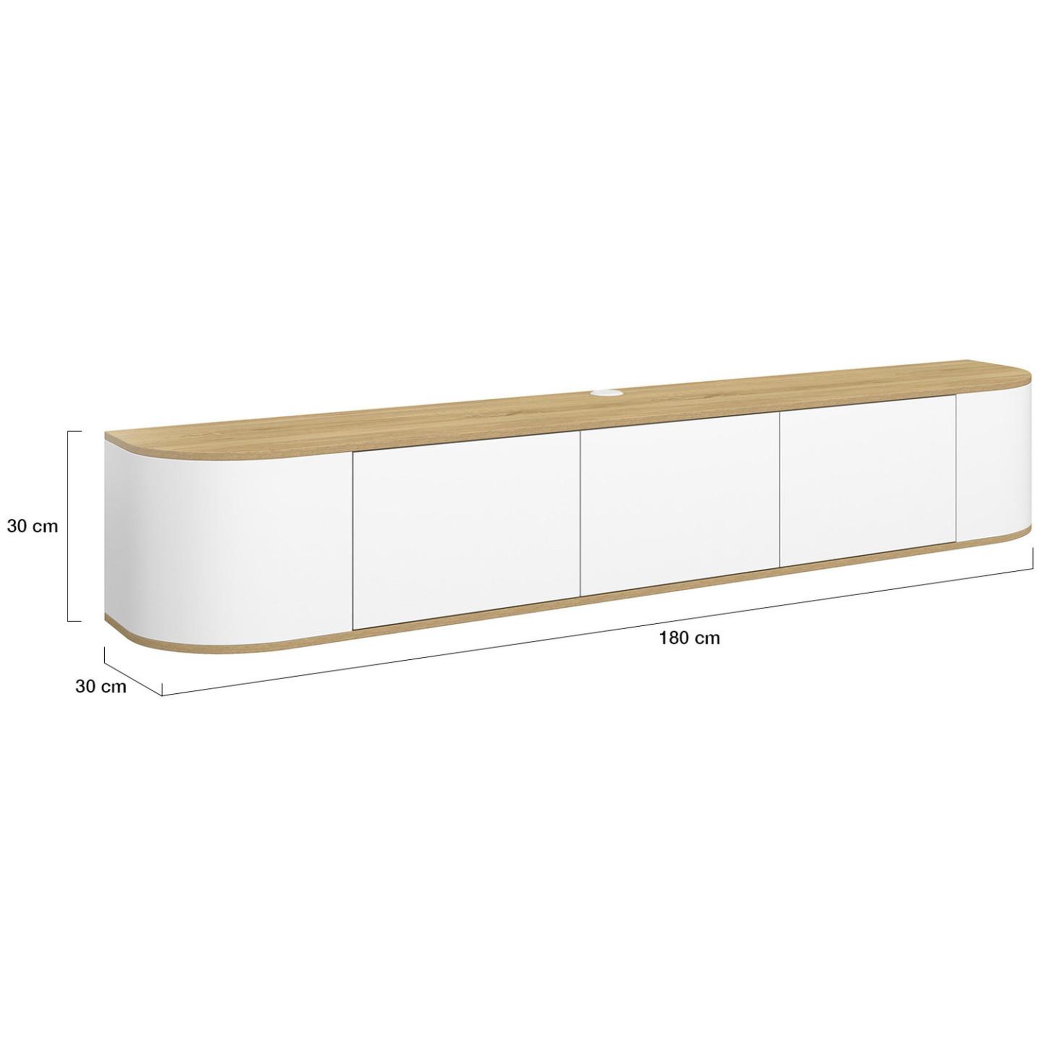 Voir la diapositive 5 : ID MARKET Meuble tv 180 cm suspendu leora 3 portes bois et blanc