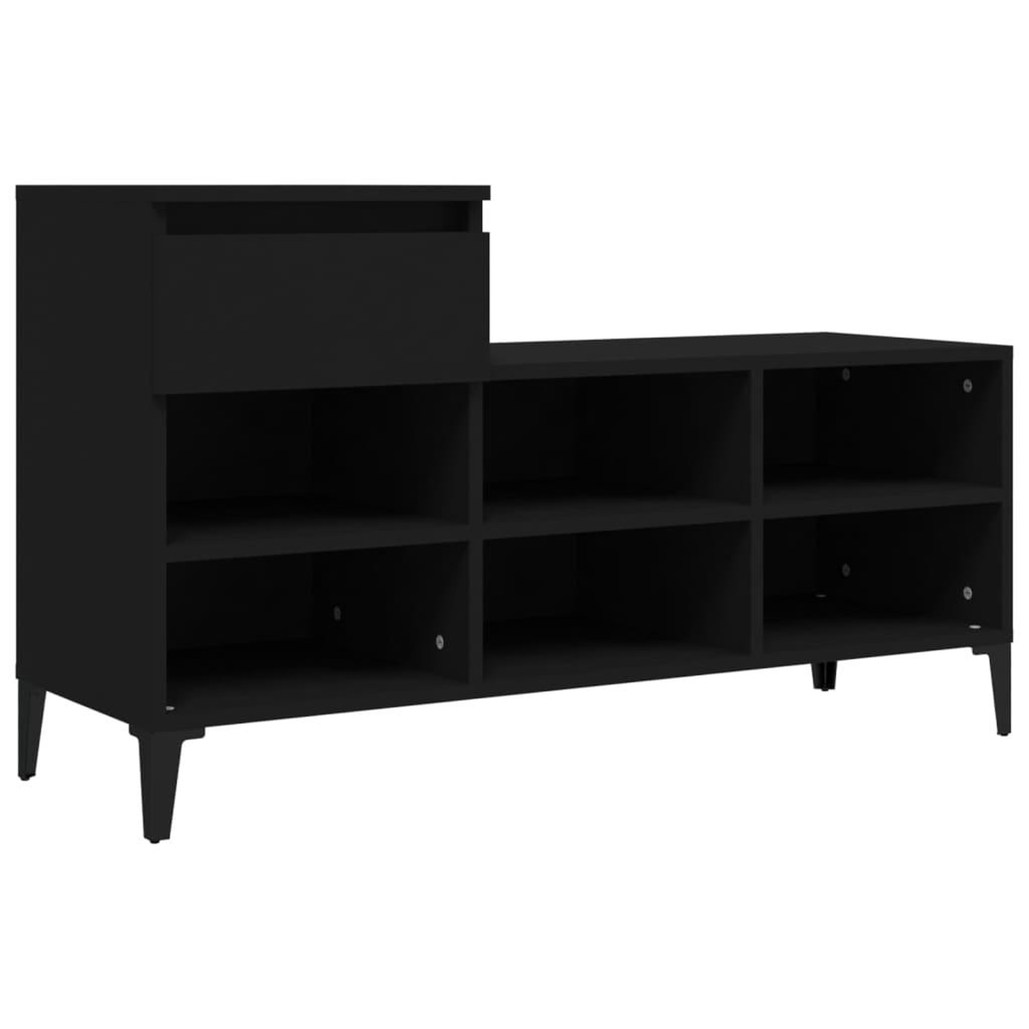Voir la diapositive 2 : VIDAXL Armoire a chaussures Noir 102x36x60 cm Bois d'ingenierie
