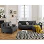 Voir la diapositive 6 : BEST MOBILIER Cristal - canapé 3 places - convertible avec coffre et pouf - en velours côtelé