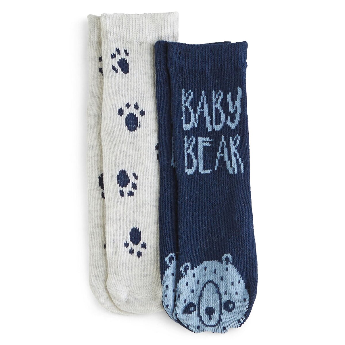 IN EXTENSO Lot de 2 paires de chaussettes anti dérapantes ours bébé garçon