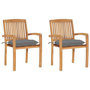 Voir la diapositive 1 : VIDAXL Chaises de jardin lot de 2 et coussins gris Bois de teck massif