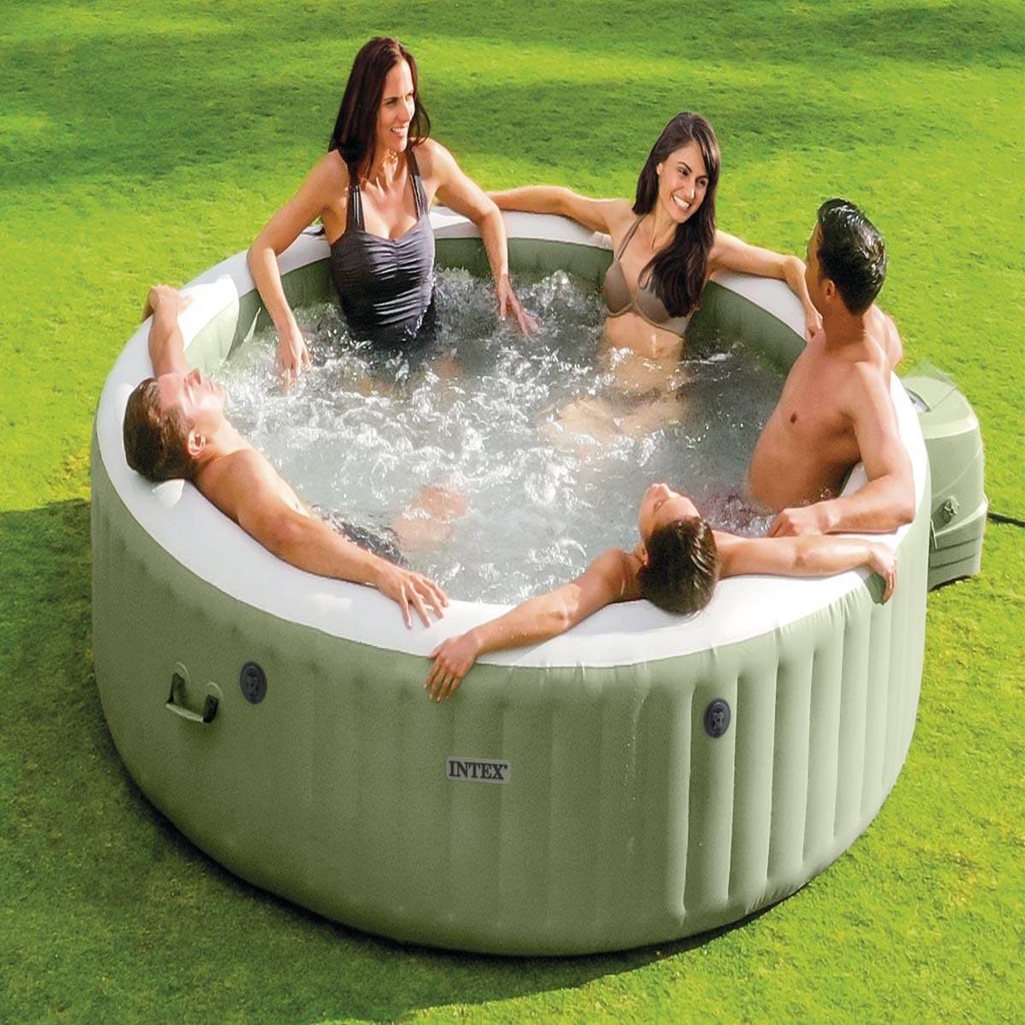 Voir la diapositive 4 : INTEX Spa gonflable purespa olive rond bulles 8 places - intex