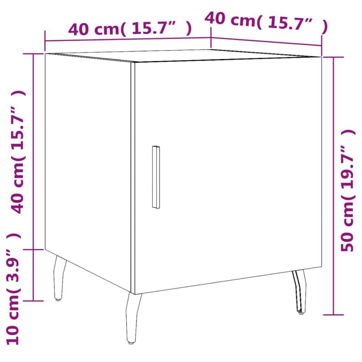 VIDAXL Tables de chevet 2 pcs blanc brillant 40x40x50 cm