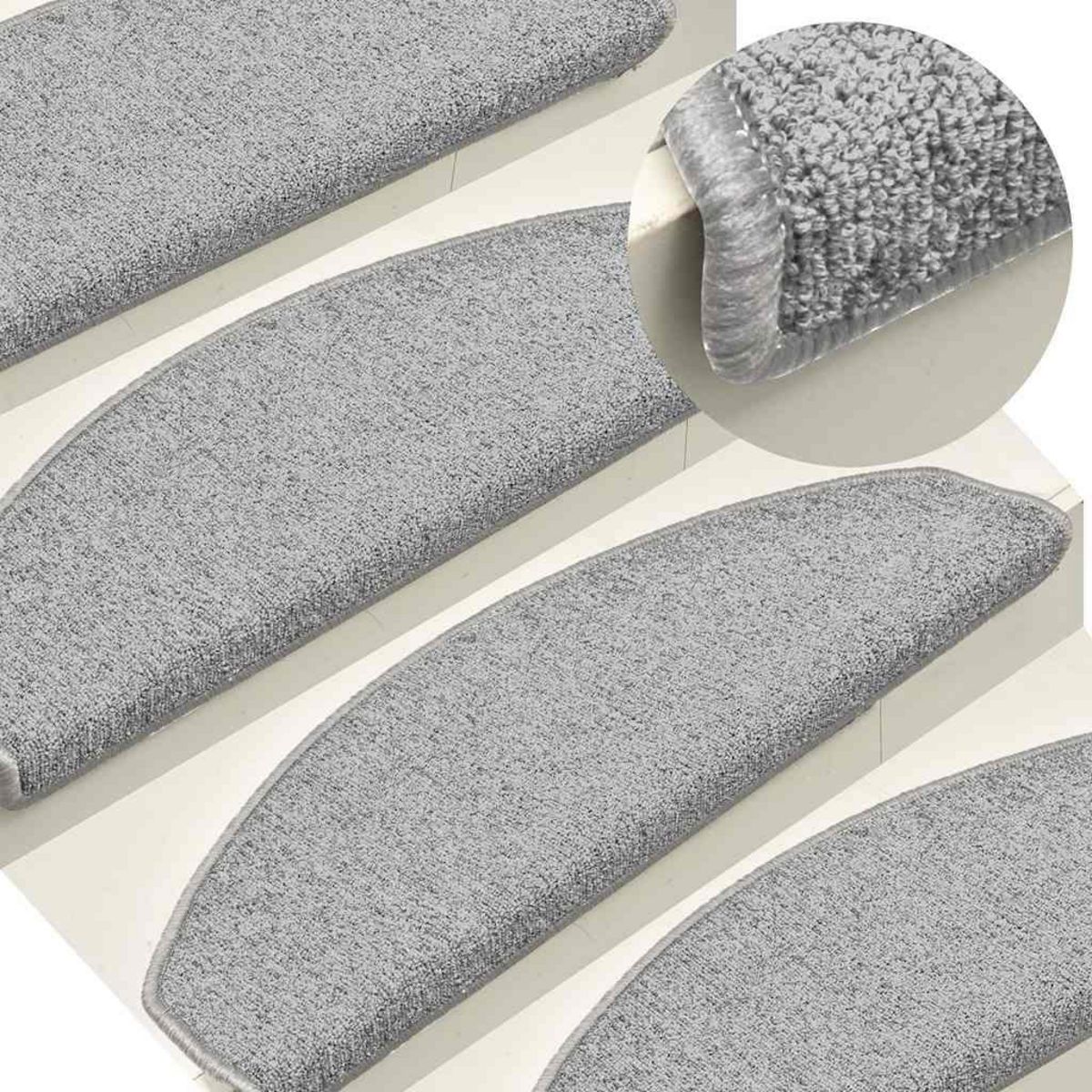 VIDAXL Tapis d'escalier 30 pcs gris clair 65x24x4 cm