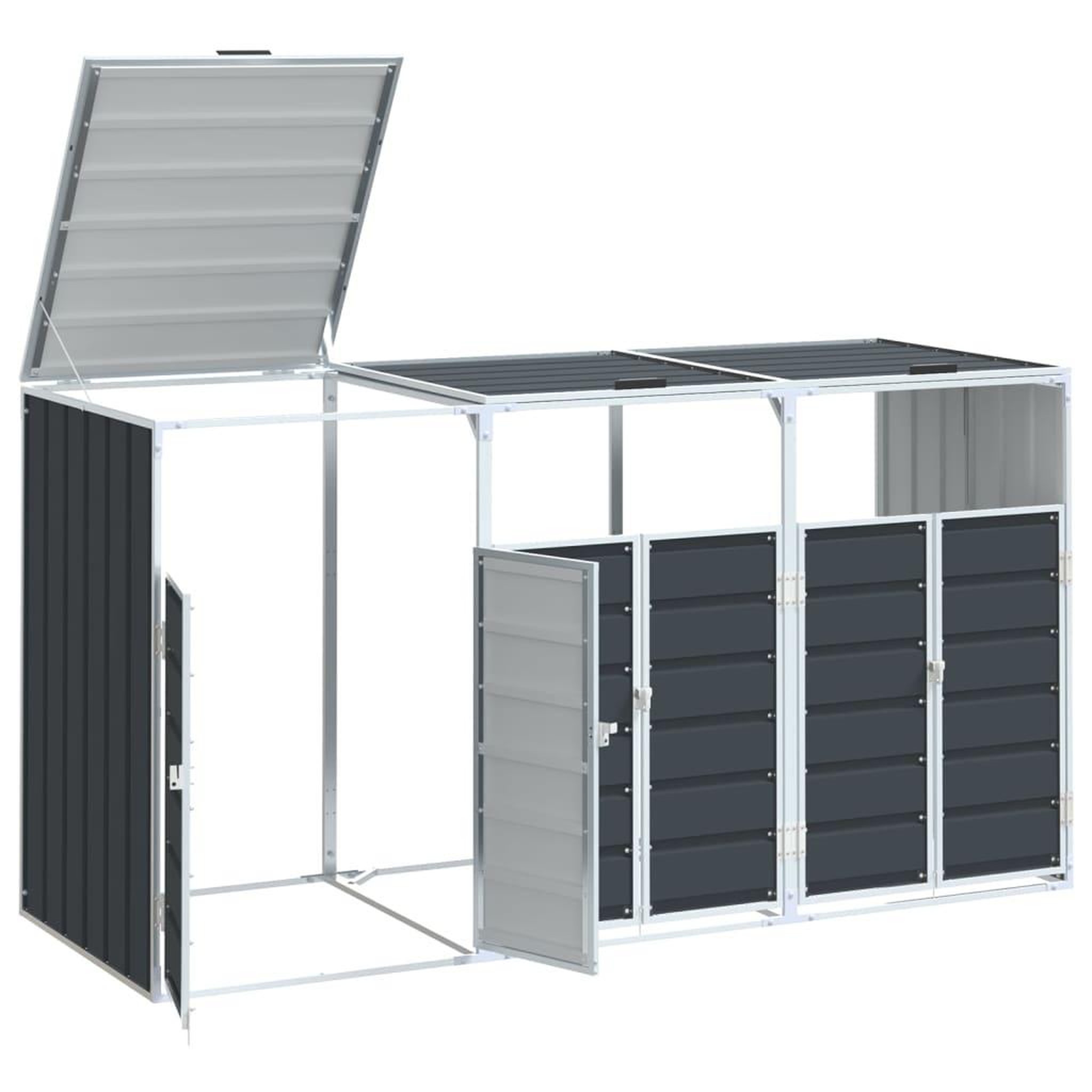 Voir la diapositive 4 : VIDAXL Rangement a roulettes pour poubelles pour trois bacs acier