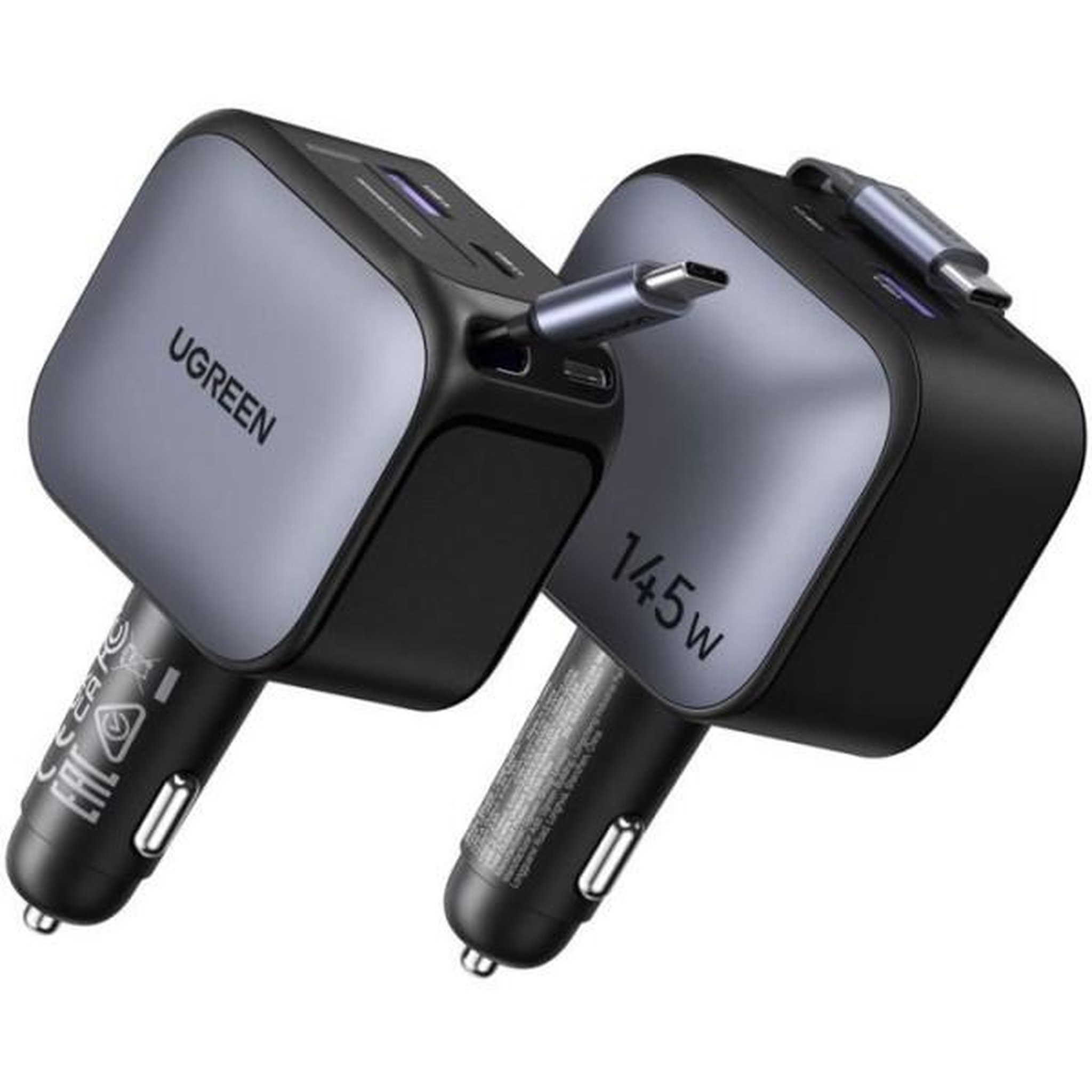 Voir la diapositive 3 : UGREEN Chargeur voiture - ugreen - 145w - avec câble rétractable