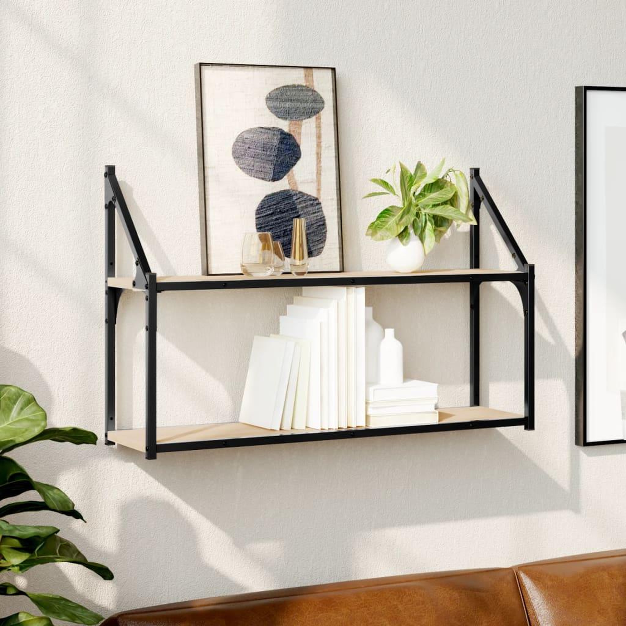 VIDAXL Etagere murale 2 niveaux chene sonoma 80x21x51 cm