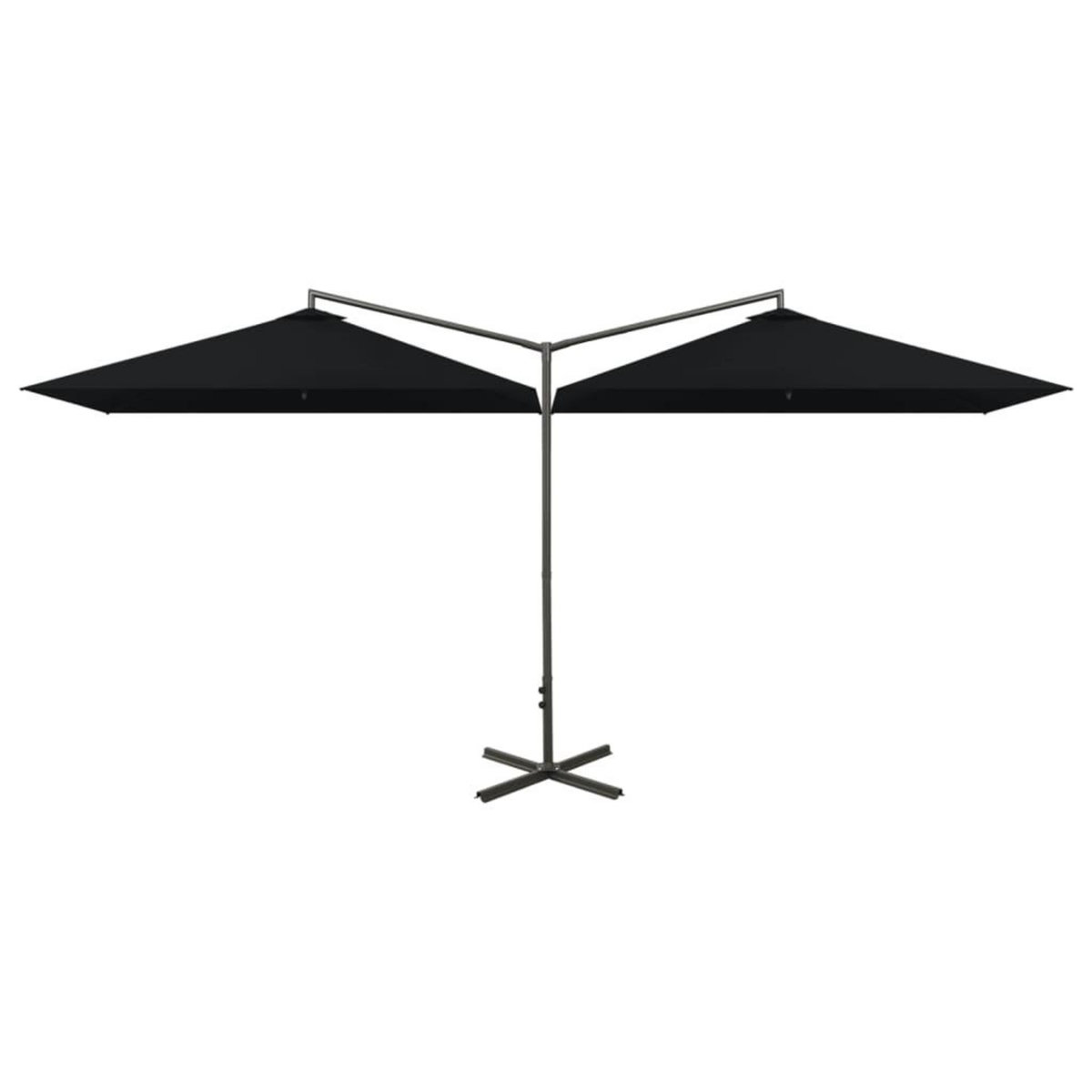 VIDAXL Parasol de jardin double avec mat en acier noir 600x300 cm