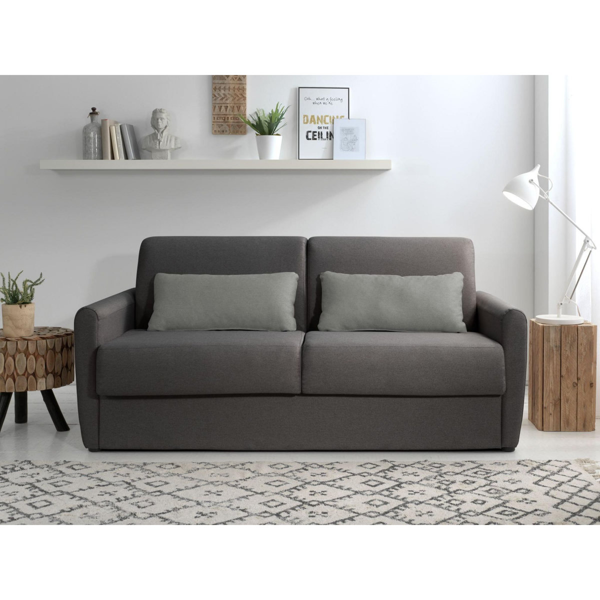 LISA DESIGN Ari - canapé 3 places convertible express couchage quotidien 140 cm matelas 12 cm en tissu