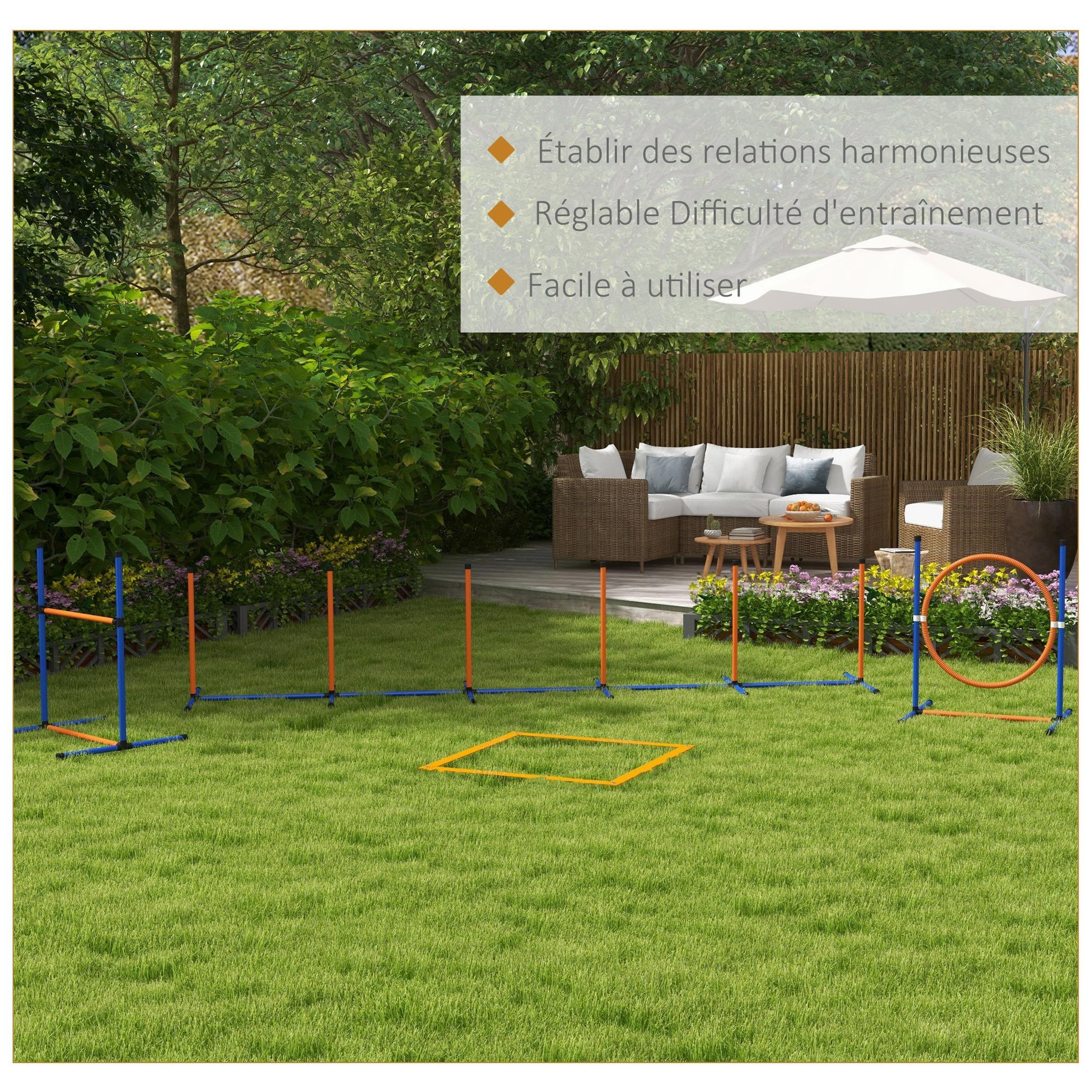 Voir la diapositive 6 : PAWHUT Kit d'agilité complet pour chien - slalom, anneau de saut, haies et accessoires