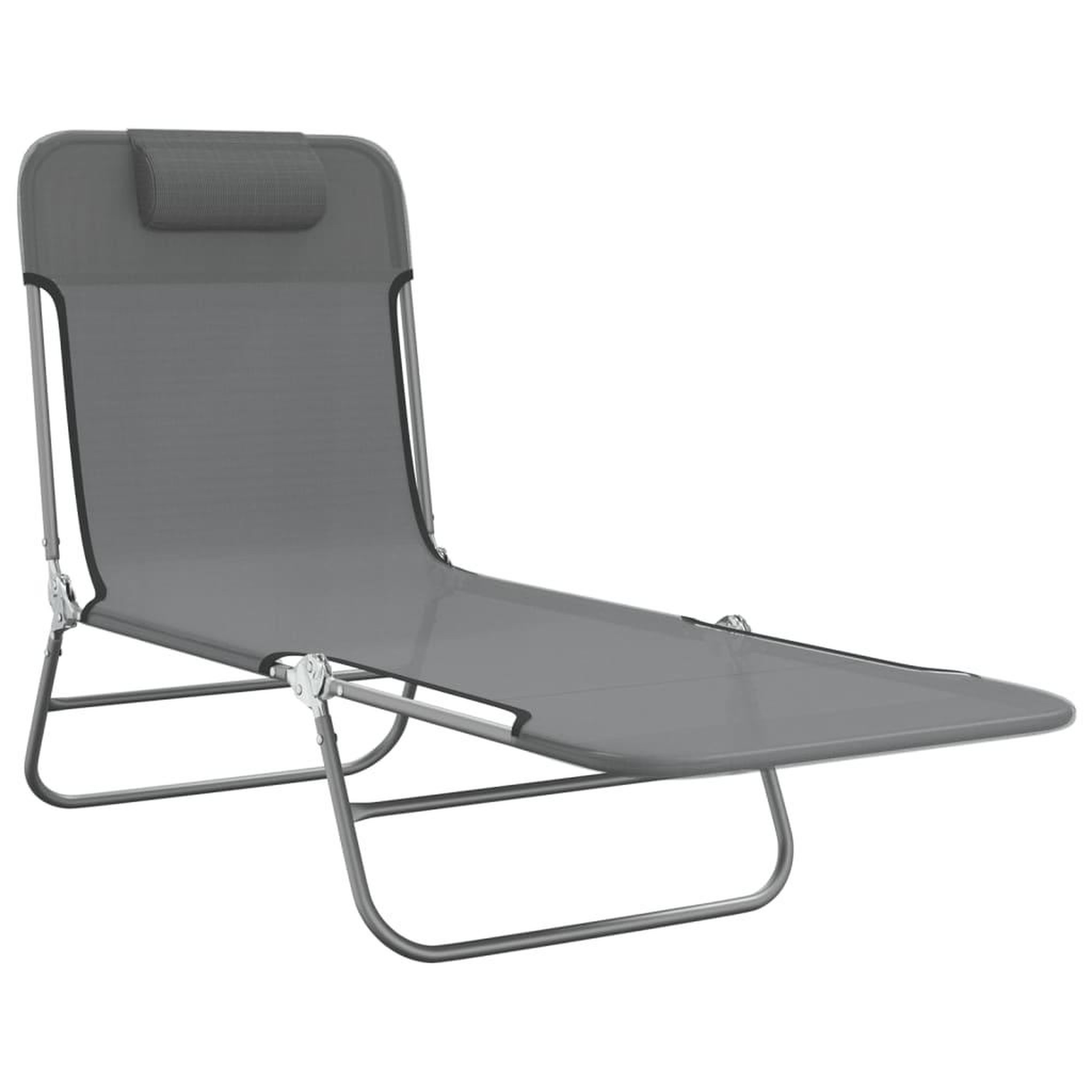 Voir la diapositive 3 : VIDAXL Chaises longues pliables lot de 2 gris textilene et acier