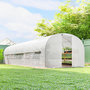 Voir la diapositive 2 : OUTSUNNY Serre tunnel de jardin 24m² 2 grandes fenêtres bâche PE 140 g/m² blanc