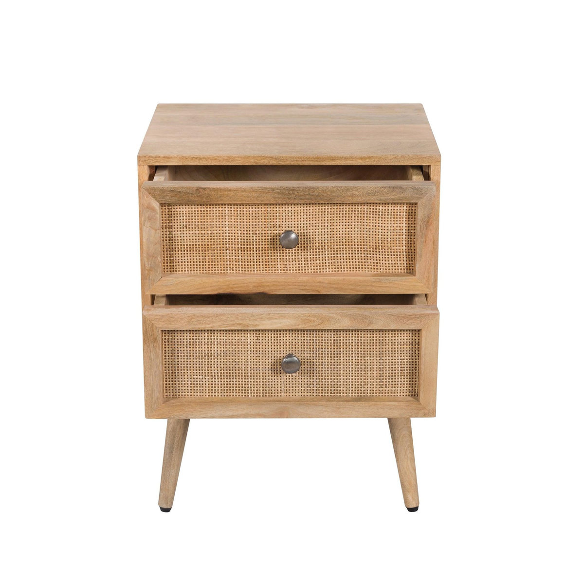 Rendez vous déco Table de chevet 2 tiroirs en cannage et bois de manguier-Cody