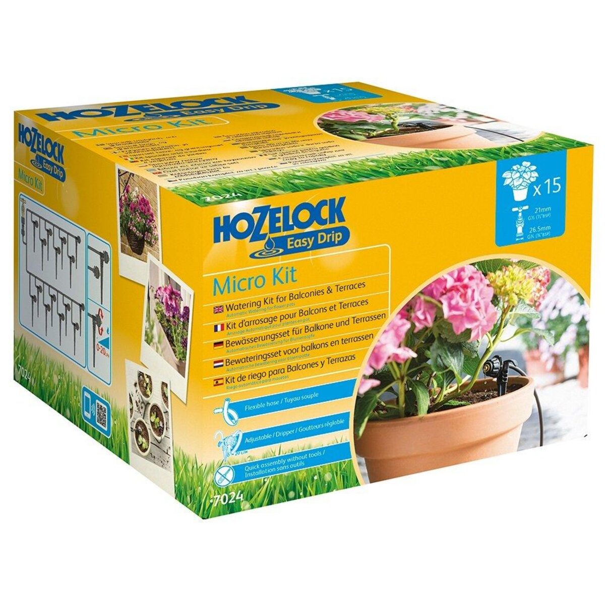 Hozelock Micro Kit d'arrosage automatique pour traiter jusqu'à 15 jardinières 4mm