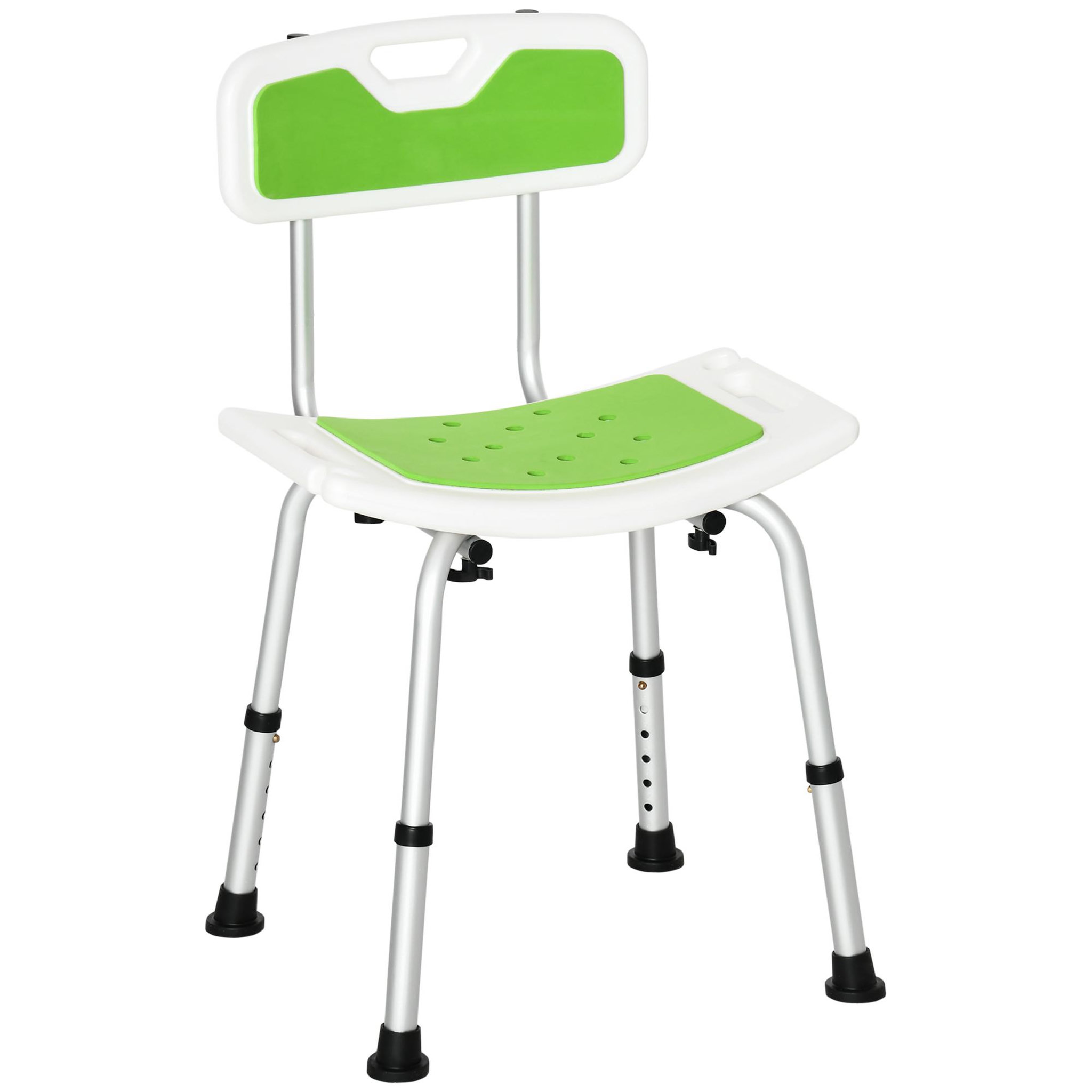 HOMCOM Chaise de douche siège de douche ergonomique hauteur réglable pieds antidérapants charge max. 136 Kg alu HDPE vert