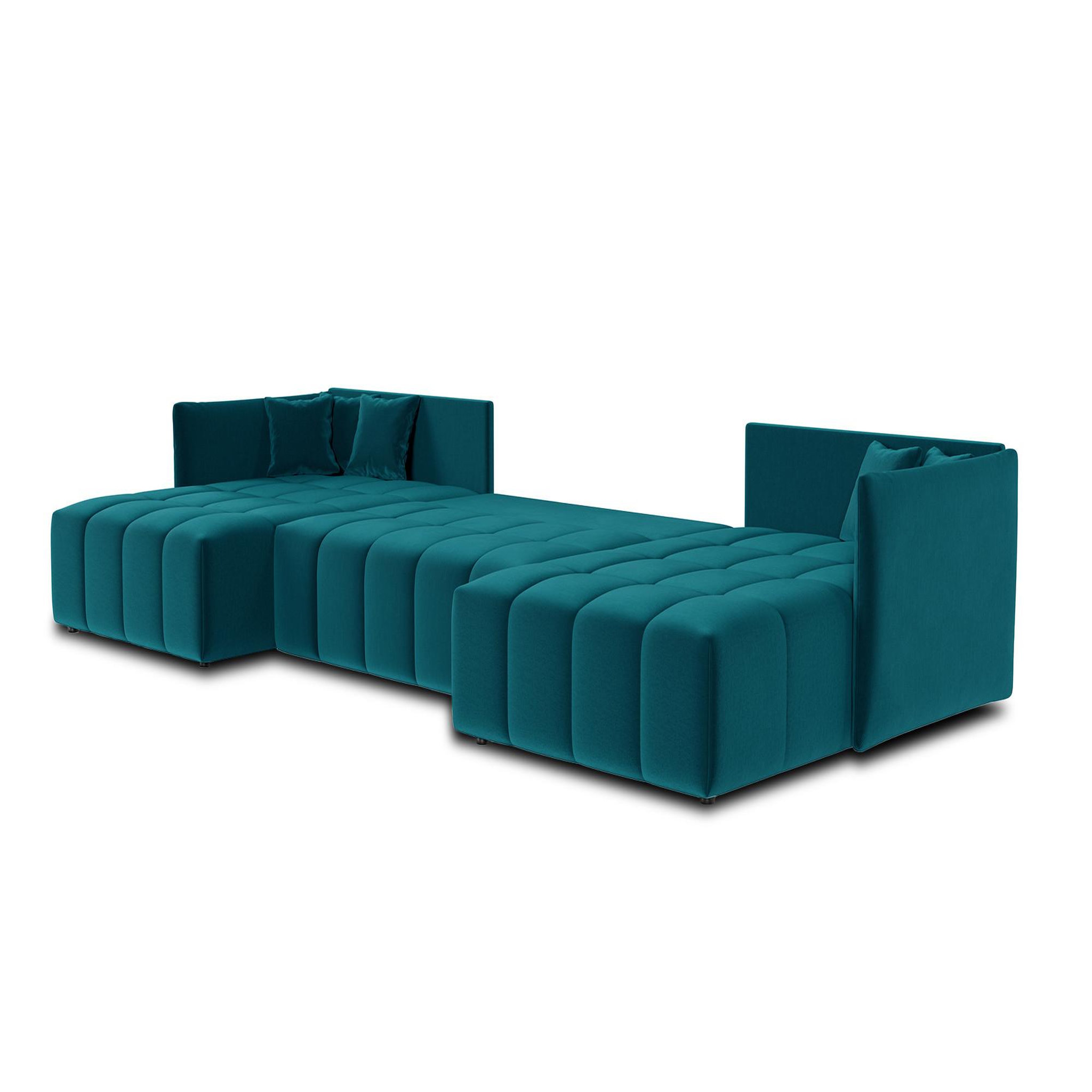 Voir la diapositive 2 : BEST MOBILIER Petra - canapé panoramique en u - 7 places - convertible - avec coffre - en velours
