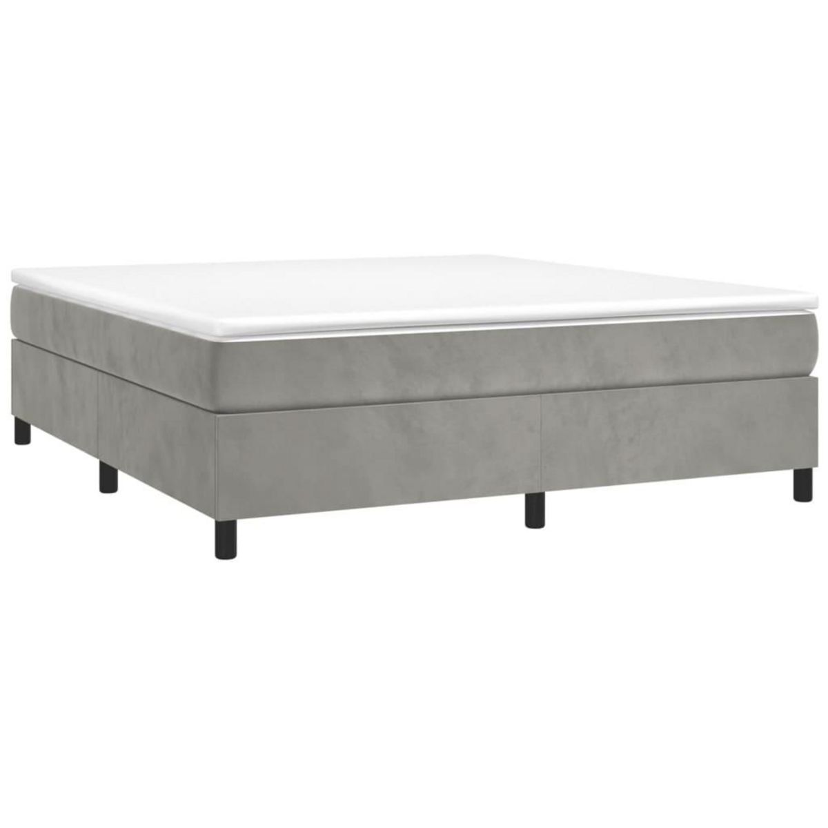 VIDAXL Sommier a lattes de lit et matelas Gris clair 200x200cm Velours
