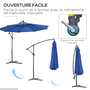 Voir la diapositive 4 : OUTSUNNY Parasol déporté octogonal inclinable rabattable diamètre 2,97 m parasol de jardin avec pied en croix bleu