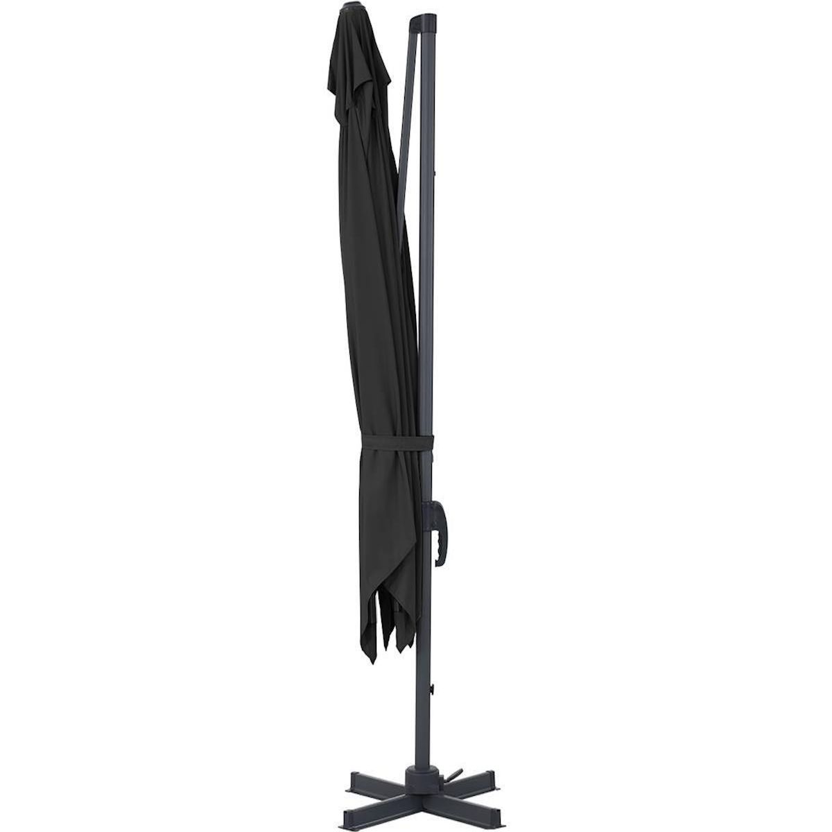 Habitat et Jardin Parasol jardin déporté Alu  Sun 3  - Carré - 3 x 3 m - Noir + housse de protection