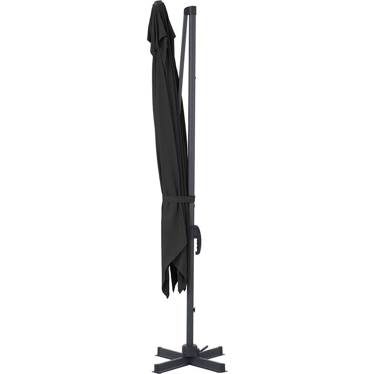 Habitat et Jardin Parasol jardin déporté Alu  Sun 3  - Carré - 3 x 3 m - Noir + housse de protection