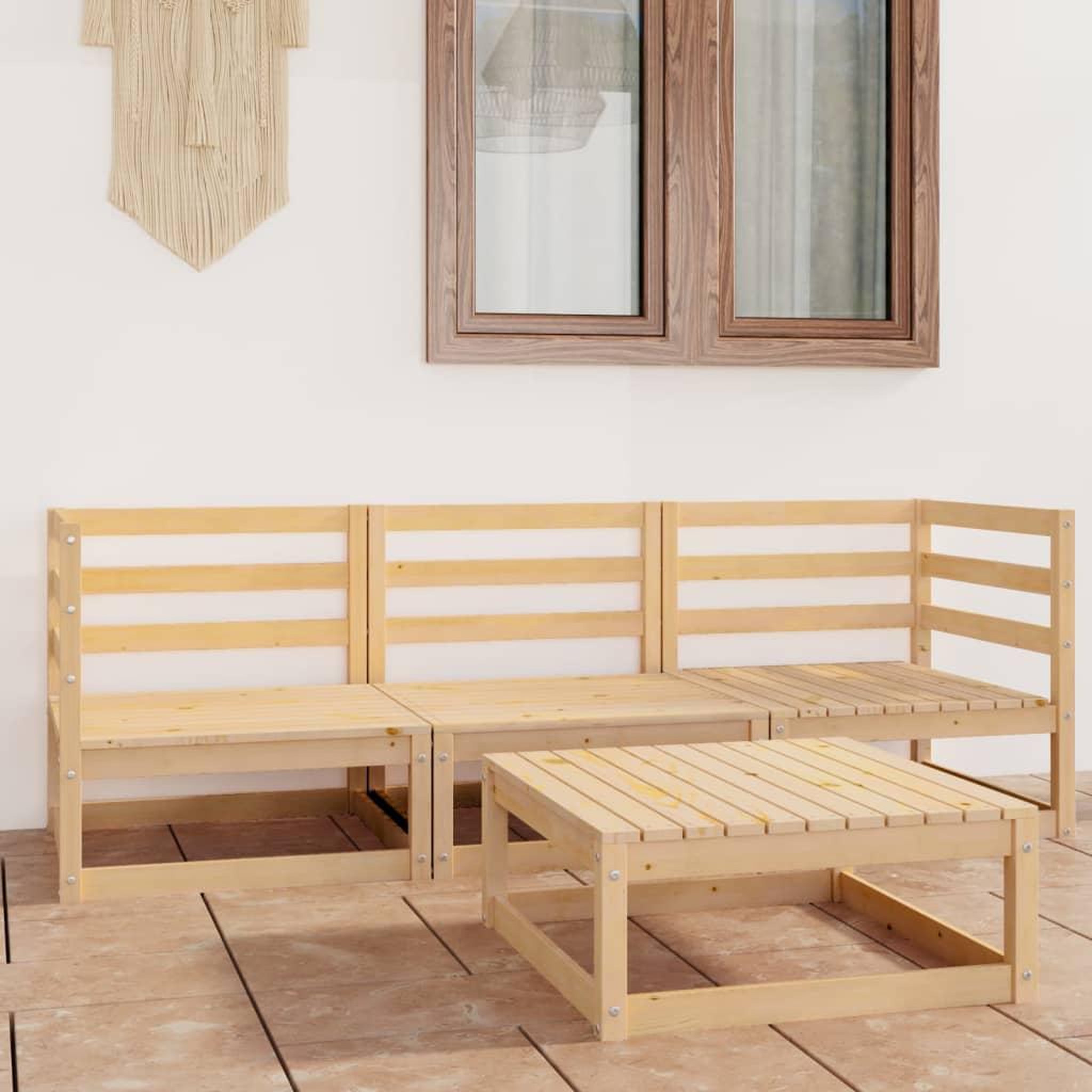 Voir la diapositive 1 : VIDAXL Salon de jardin 4 pcs bois de pin massif