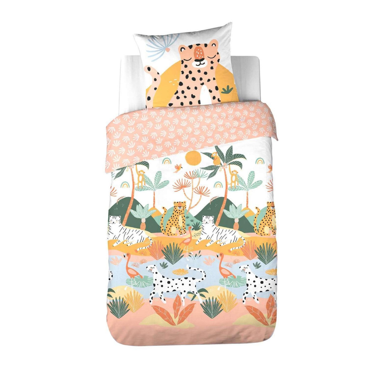 COTE DECO Parure de lit enfant Léopard - 100% coton adouci 57 fils - 140 x 200 cm