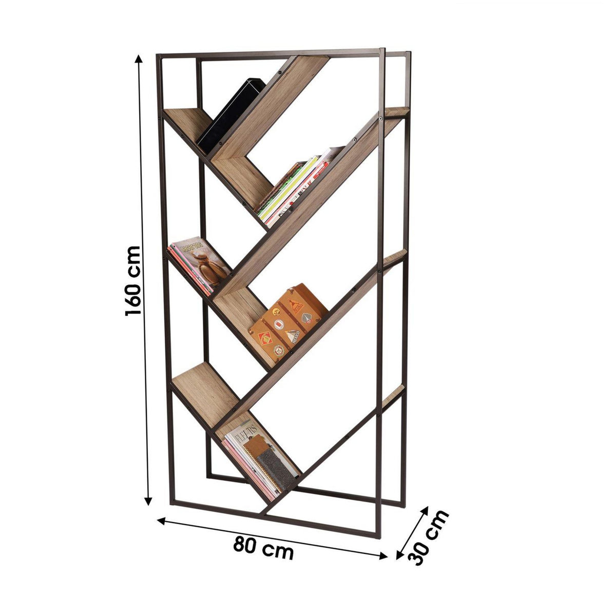 DIVERS Bibliothèque industrielle Dock - L. 80 x H. 160 cm - Marron