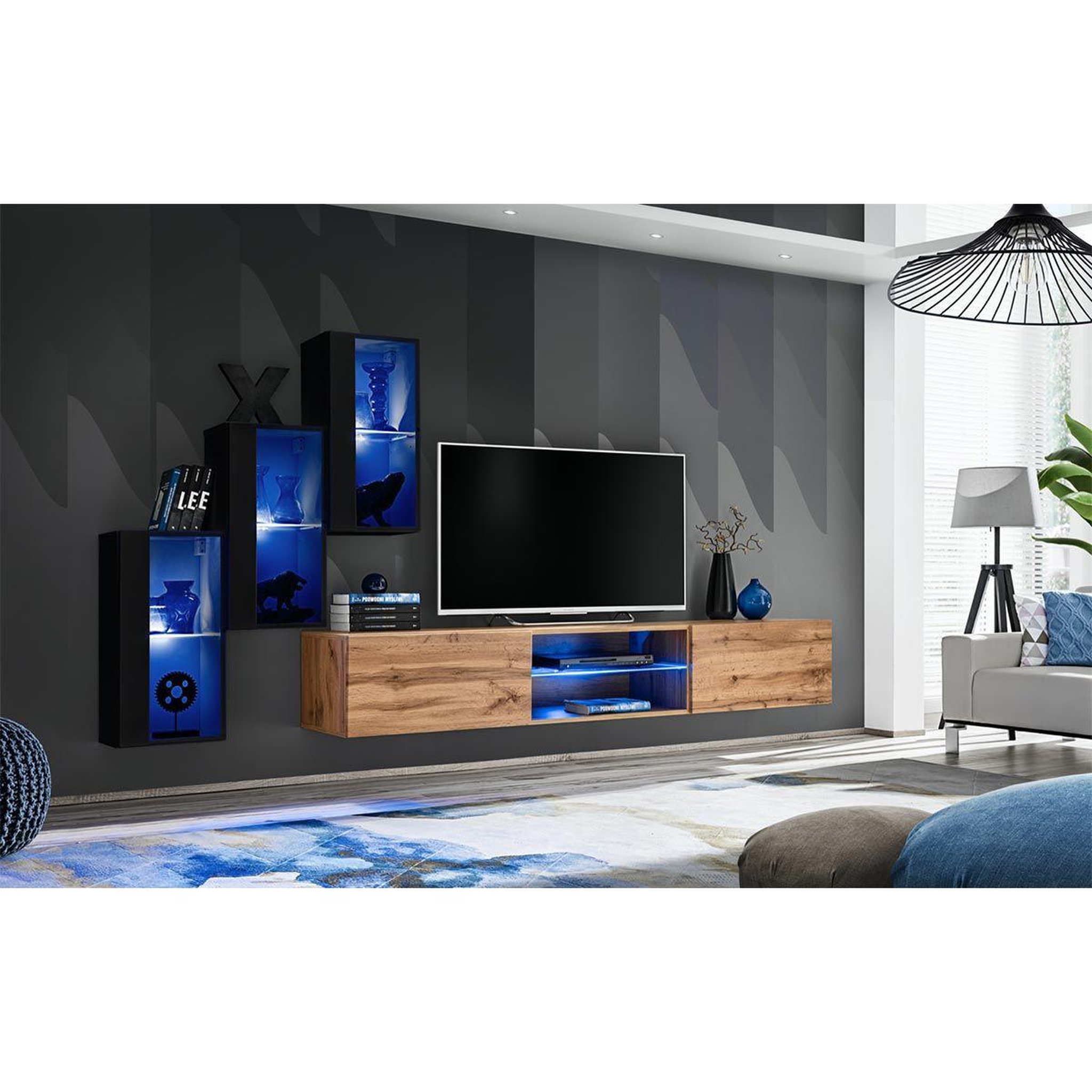 Voir la diapositive 2 : Paris Prix Ensemble meuble tv  switch xxii  210cm noir & naturel