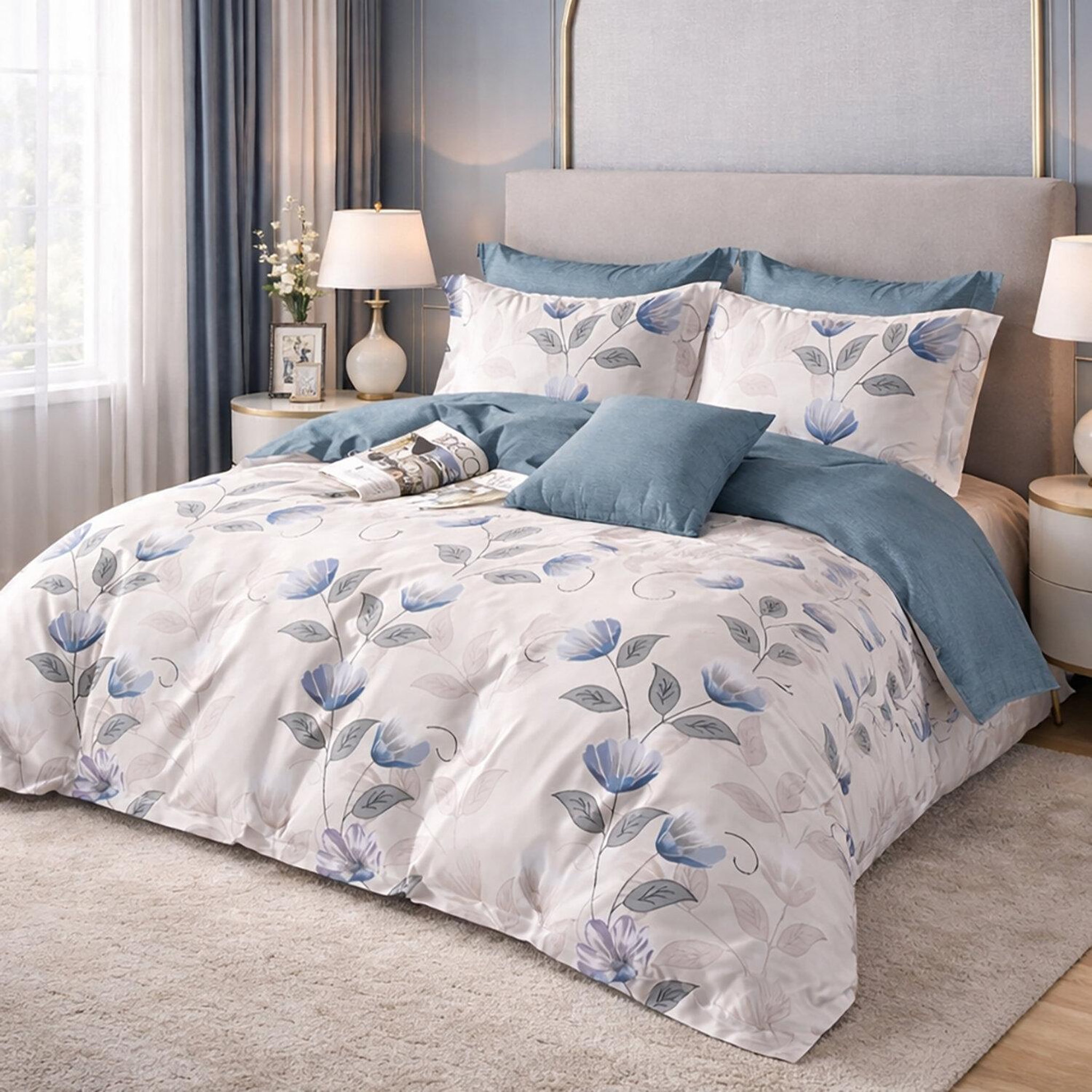 Voir la diapositive 2 : Home collection Parure housse de couette en coton 57 fils Caldie
