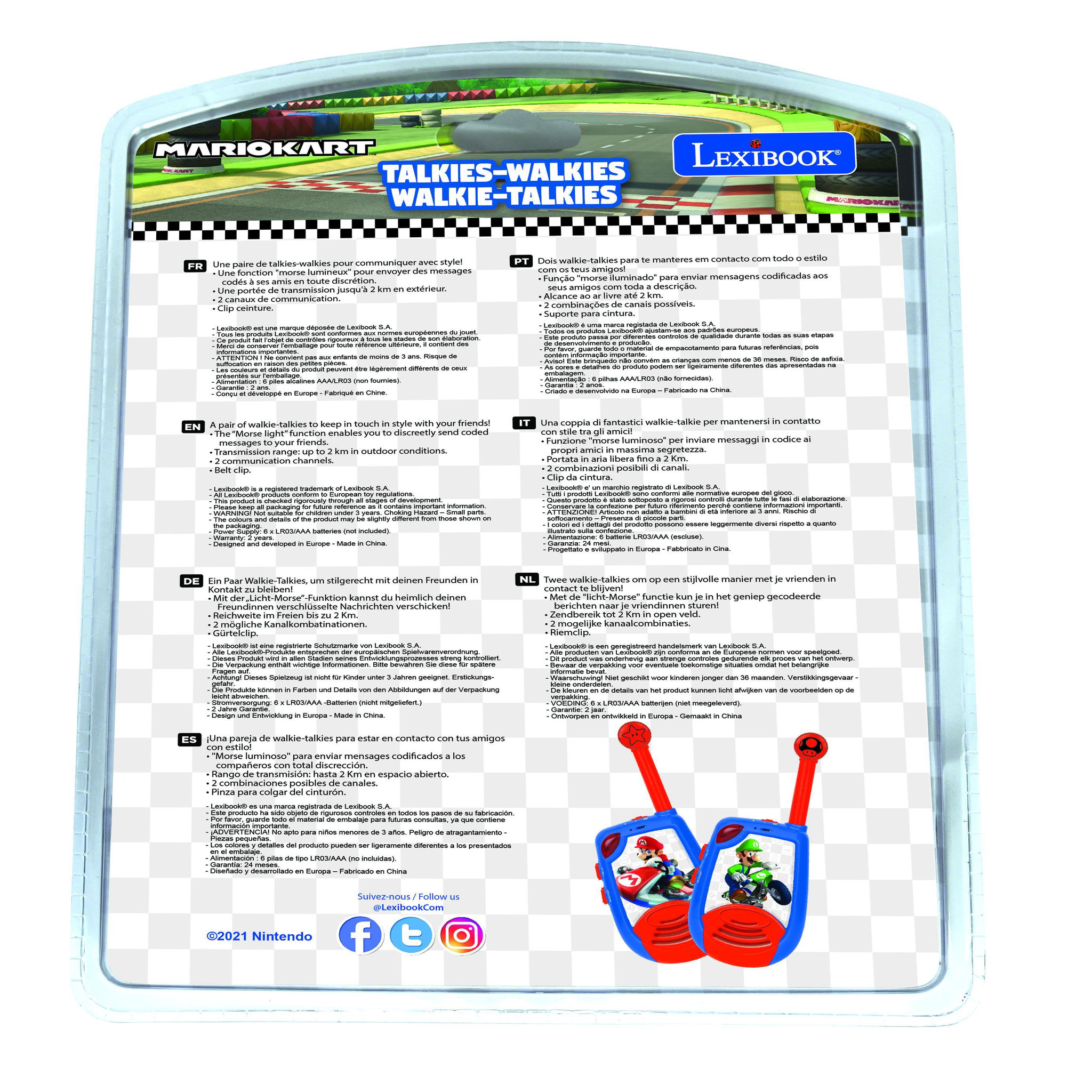 Voir la diapositive 6 : Lexibook Talkie-Walkies Mario Kart portée 2km fonction morse