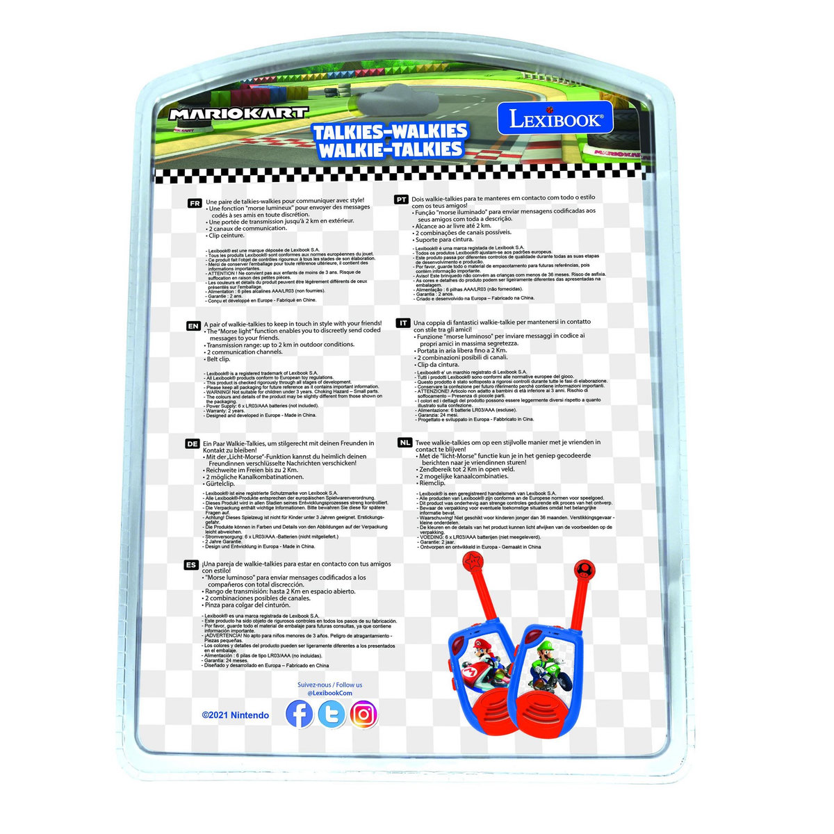 Lexibook Talkie-Walkies Mario Kart portée 2km fonction morse