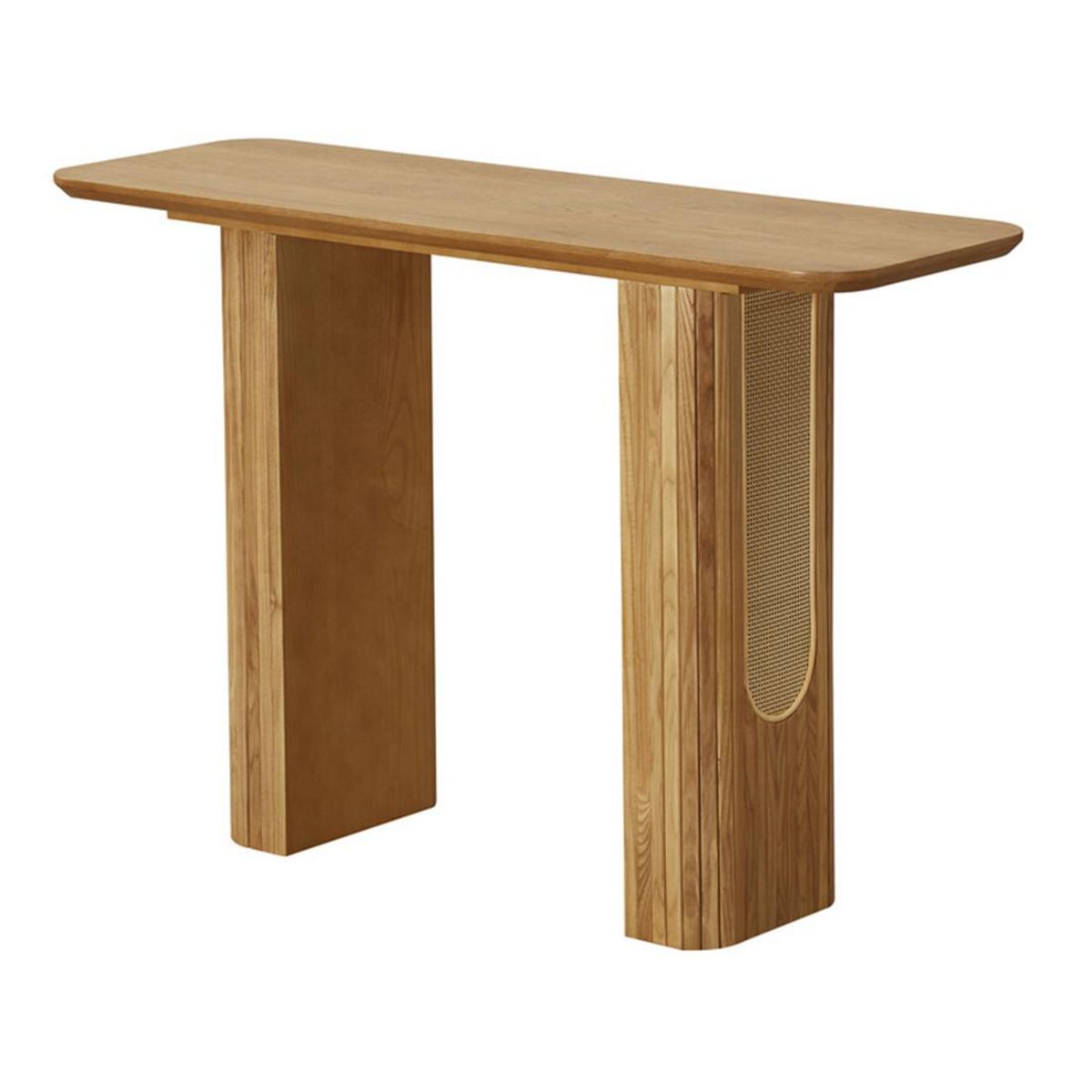 LISA DESIGN Milazzo - console - bois plaqué chêne et cannage - 120 cm