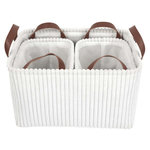 The Home Deco Factory Lot de 3 paniers de rangement en tissu côtelé - Blanc