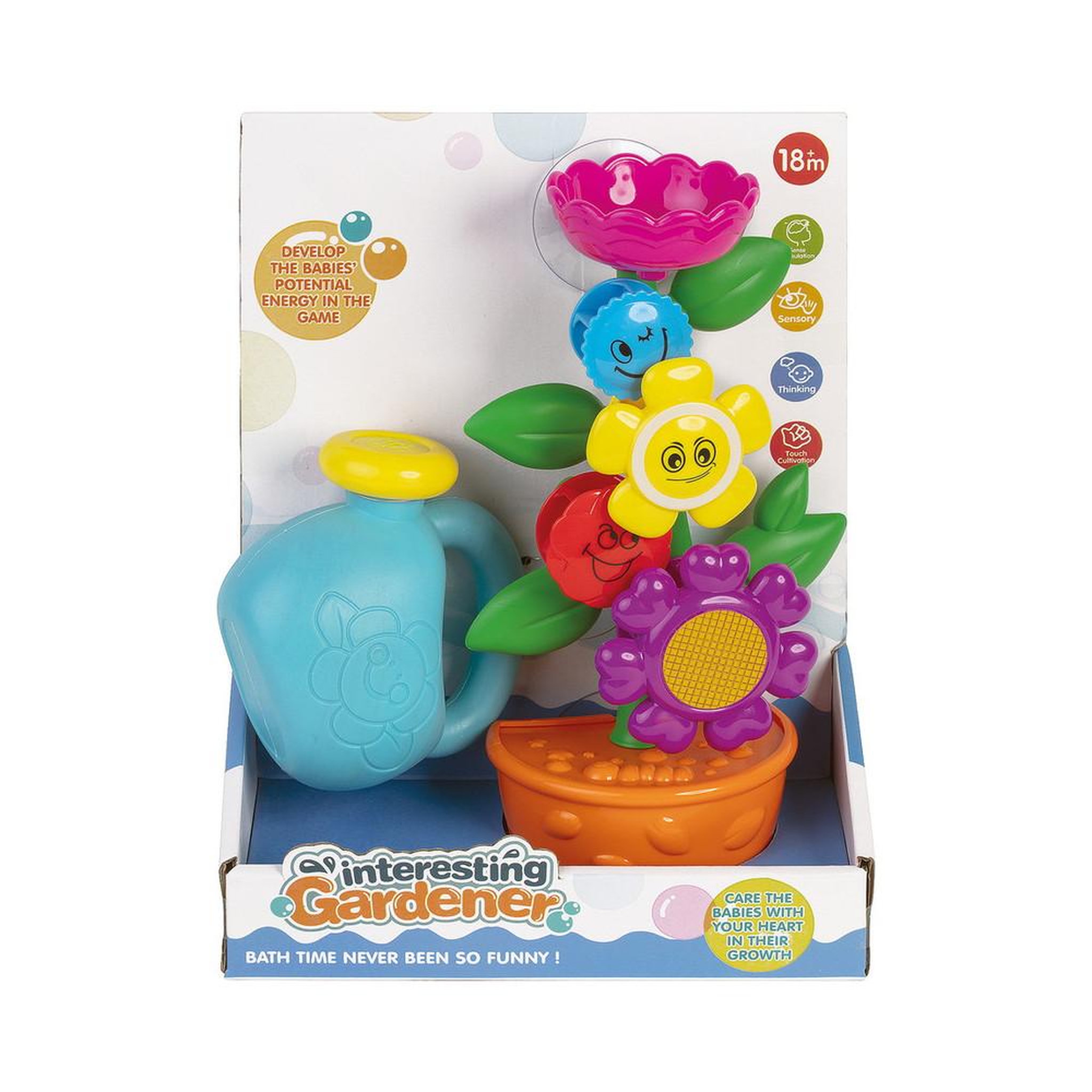 Jeu de bain fleurs avec éléments arroseurs et base orange motif jardin pour enfants dès 18 mois