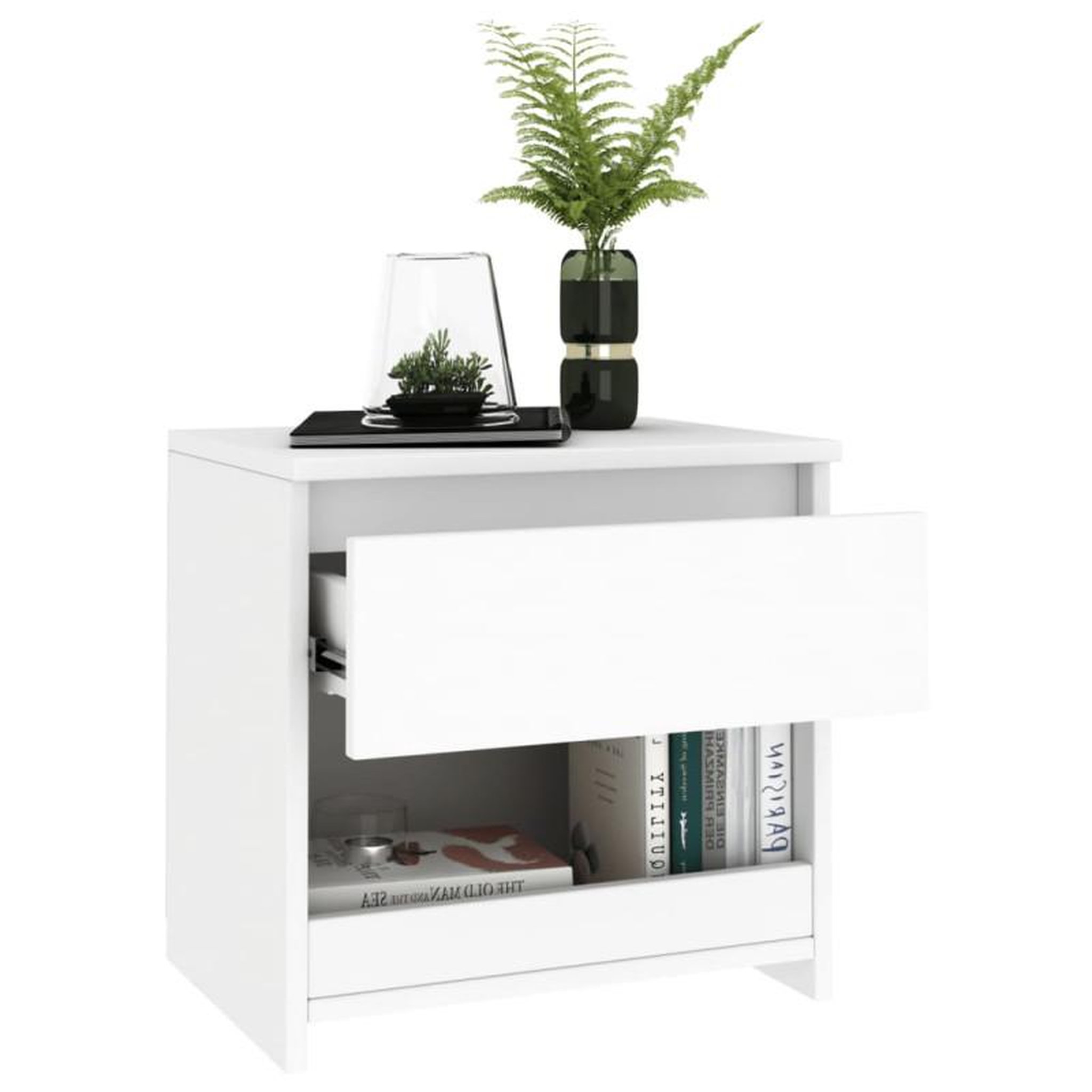 Voir la diapositive 3 : VIDAXL Table de chevet Blanc 40x30x39 cm Aggloméré