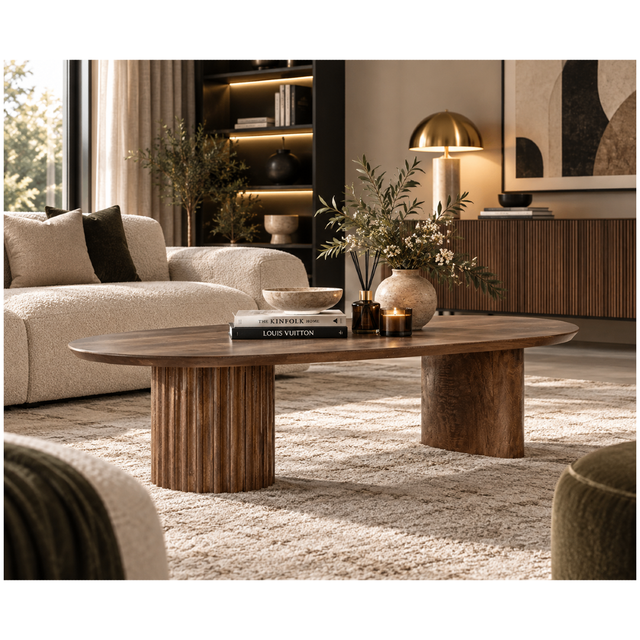 Voir la diapositive 2 : JLC KREATION Table basse en manguier naturel, 130 cm mira