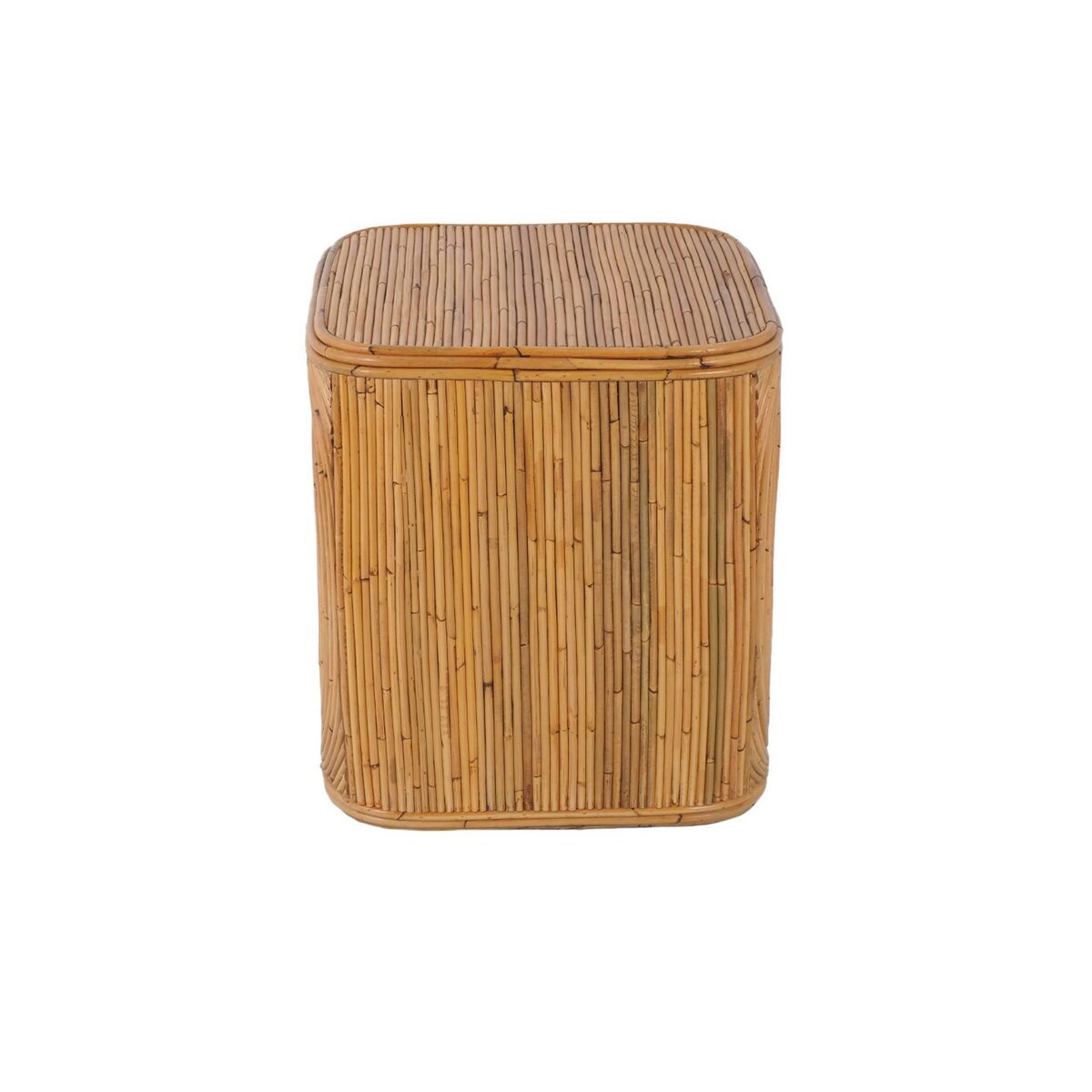 SWEEEK Lot de 2 bouts de canapé. tables d'appoint. tables de chevet avec niches. en rotin naturel. cubique et coins arrondis. L 45 x P 45 x H 50cm