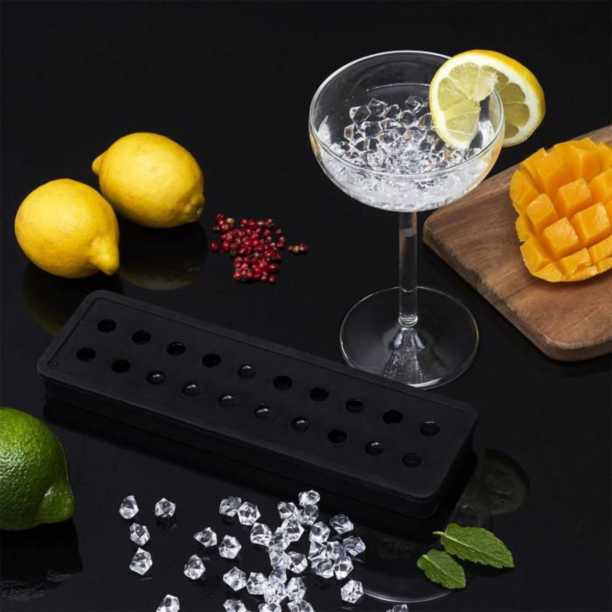 Paris Prix Moule à Glaçons Silicone  20 Billes  20cm Noir