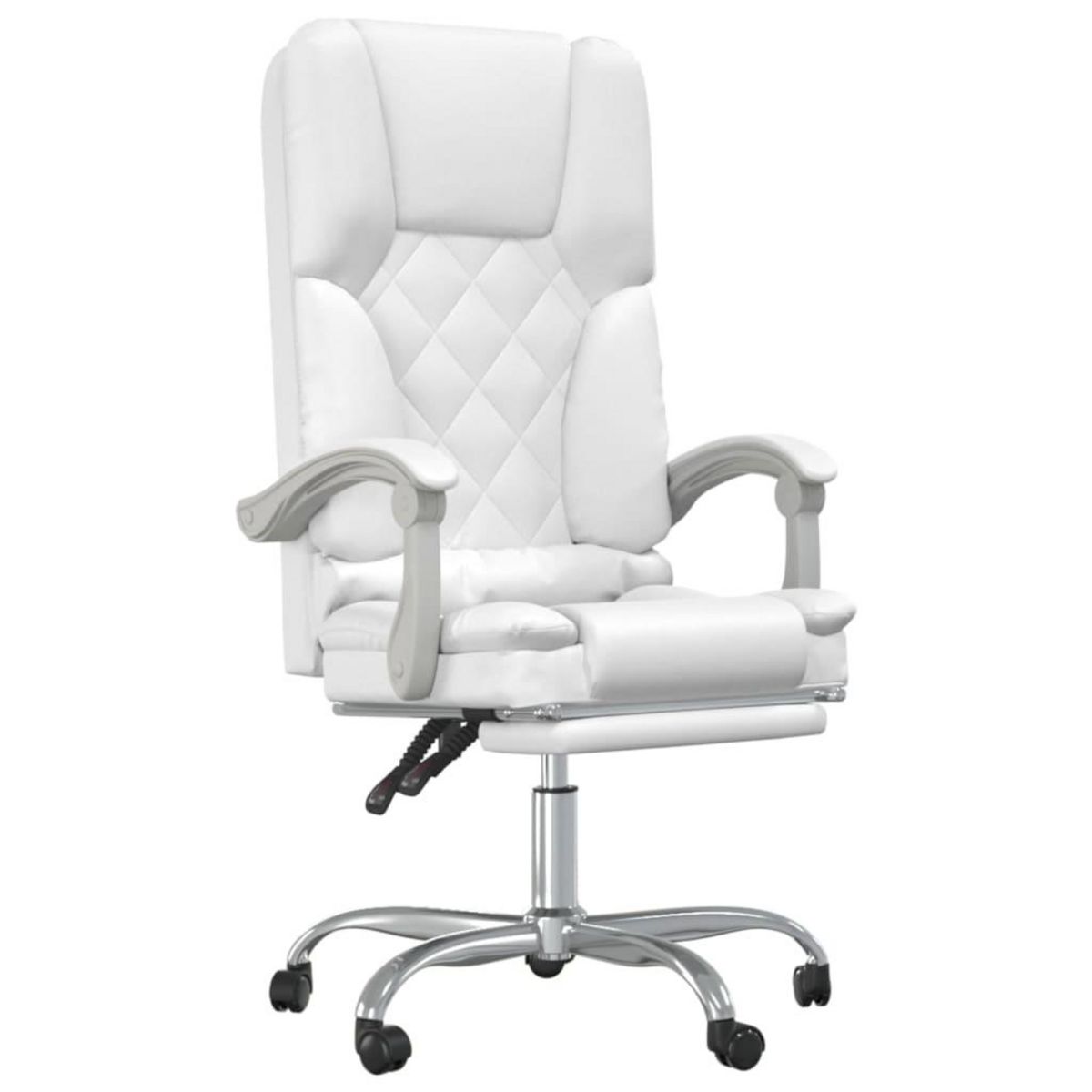 VIDAXL Fauteuil de massage inclinable de bureau Blanc Similicuir