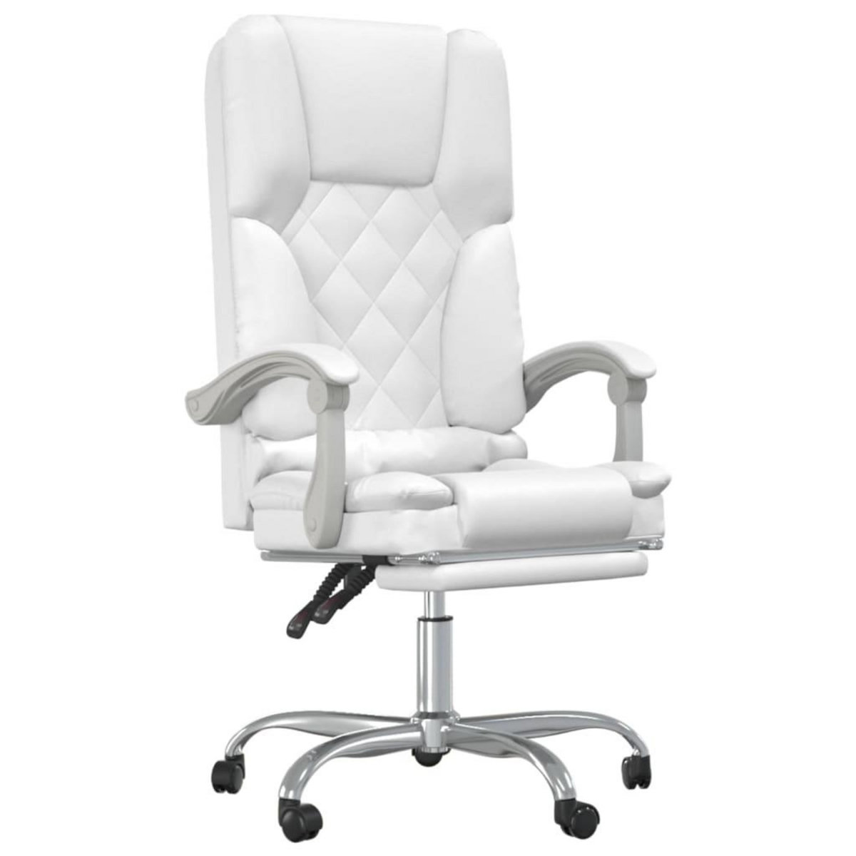 VIDAXL Fauteuil de massage inclinable de bureau Blanc Similicuir