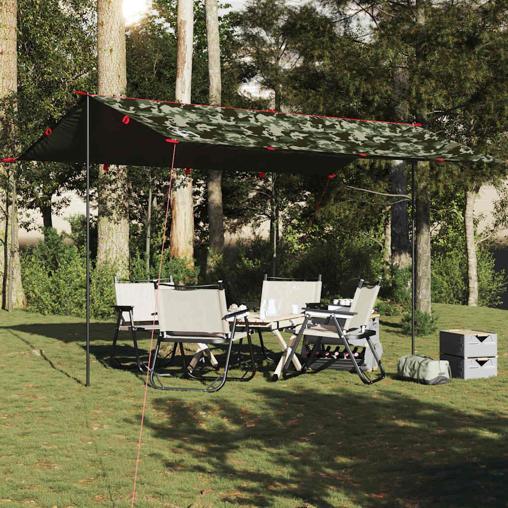 Voir la diapositive 3 : VIDAXL Bache de camping camouflage 506x306 cm impermeable