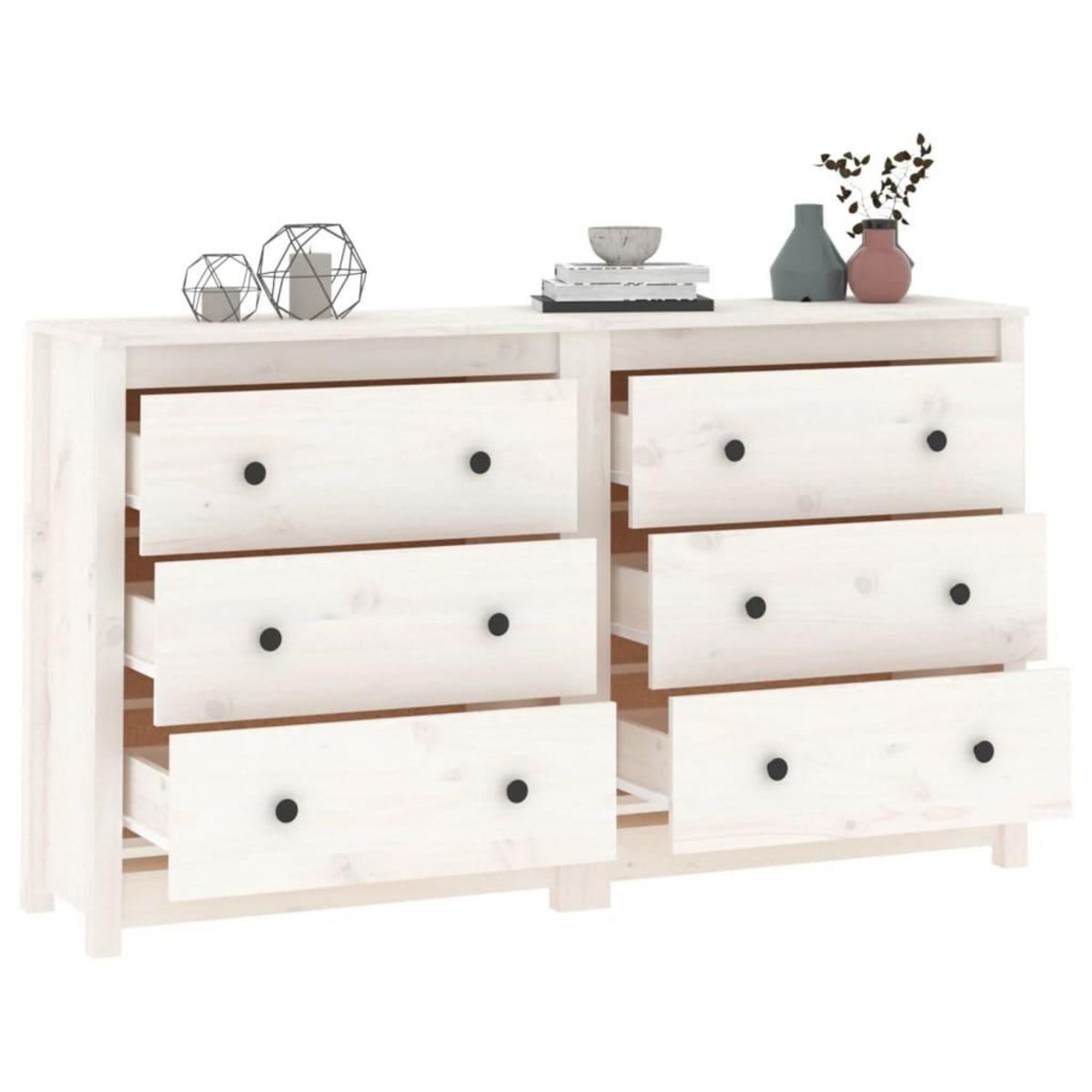 VIDAXL Buffet Blanc 140x35x80 cm Bois massif de pin