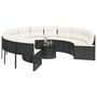 Voir la diapositive 3 : VIDAXL Canape de jardin avec table coussins rond noir resine tressee