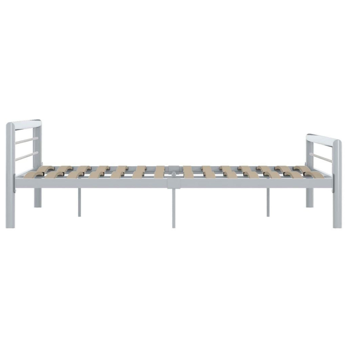 VIDAXL Cadre de lit sans matelas gris et blanc metal 180x200 cm