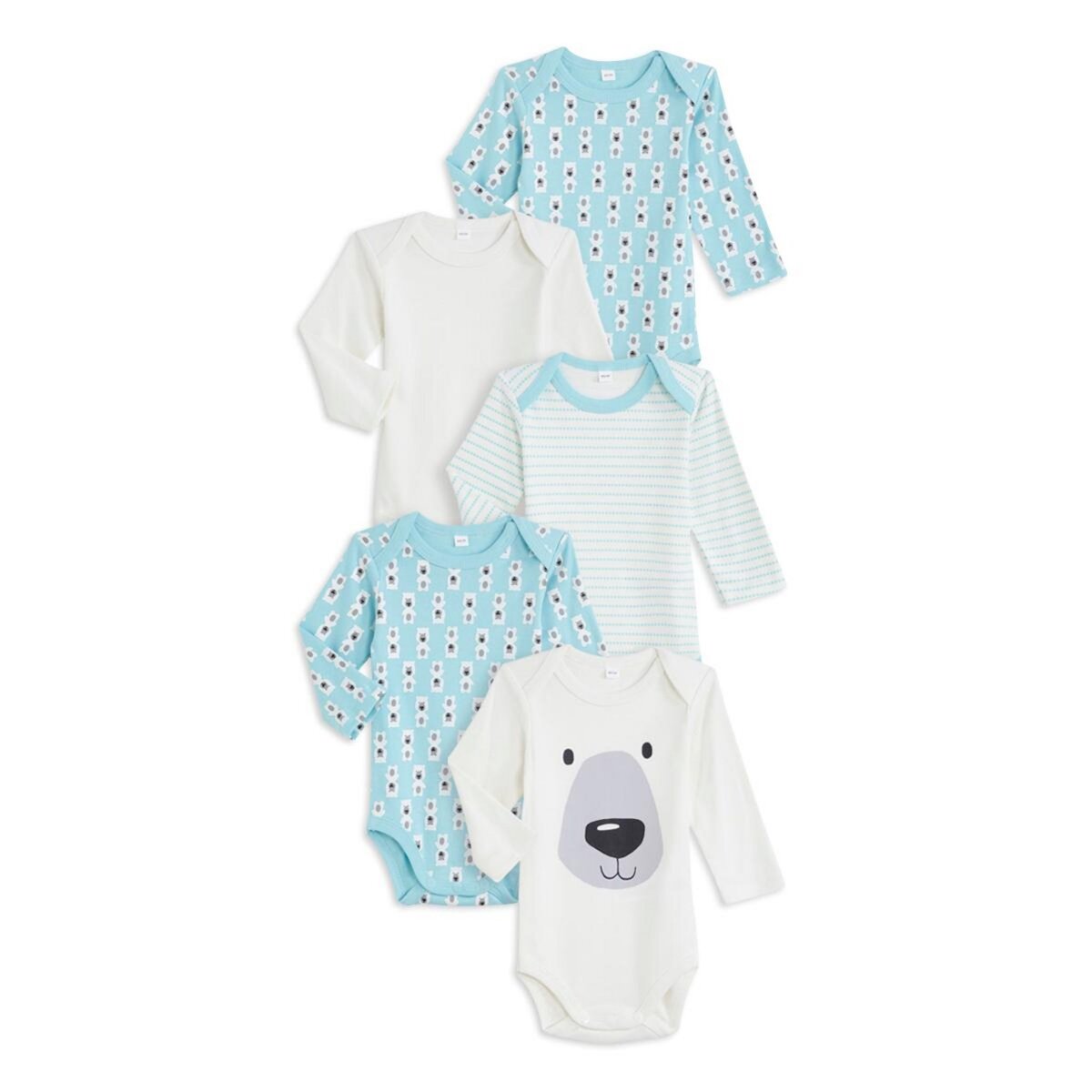 IN EXTENSO Lot de 5 bodies manches longues bébé