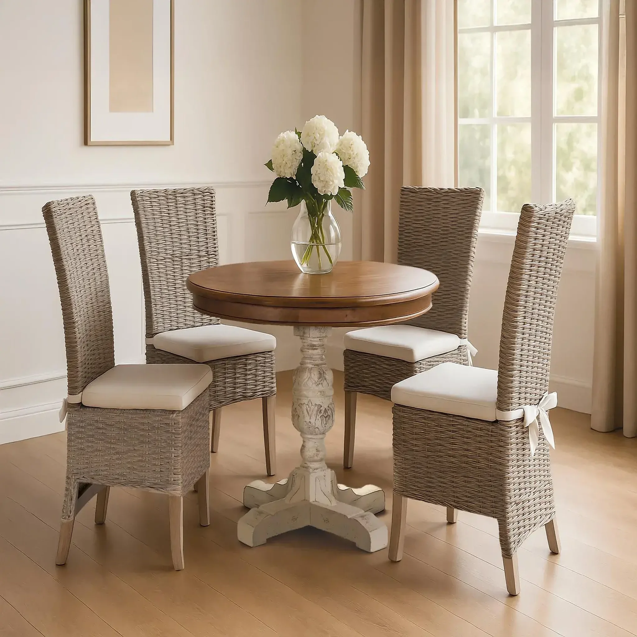 Voir la diapositive 2 : GINER Y COLOMER SL Tables à manger en bois de manguier massif 100 cm style vintage contemporain