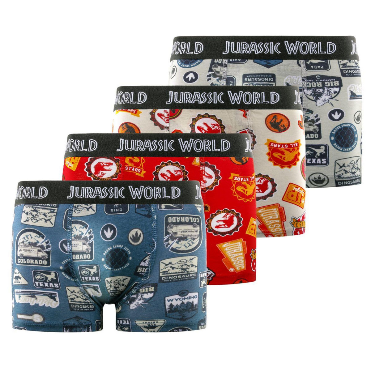 JURASSIC Lot de 4 boxers enfant Jurassic