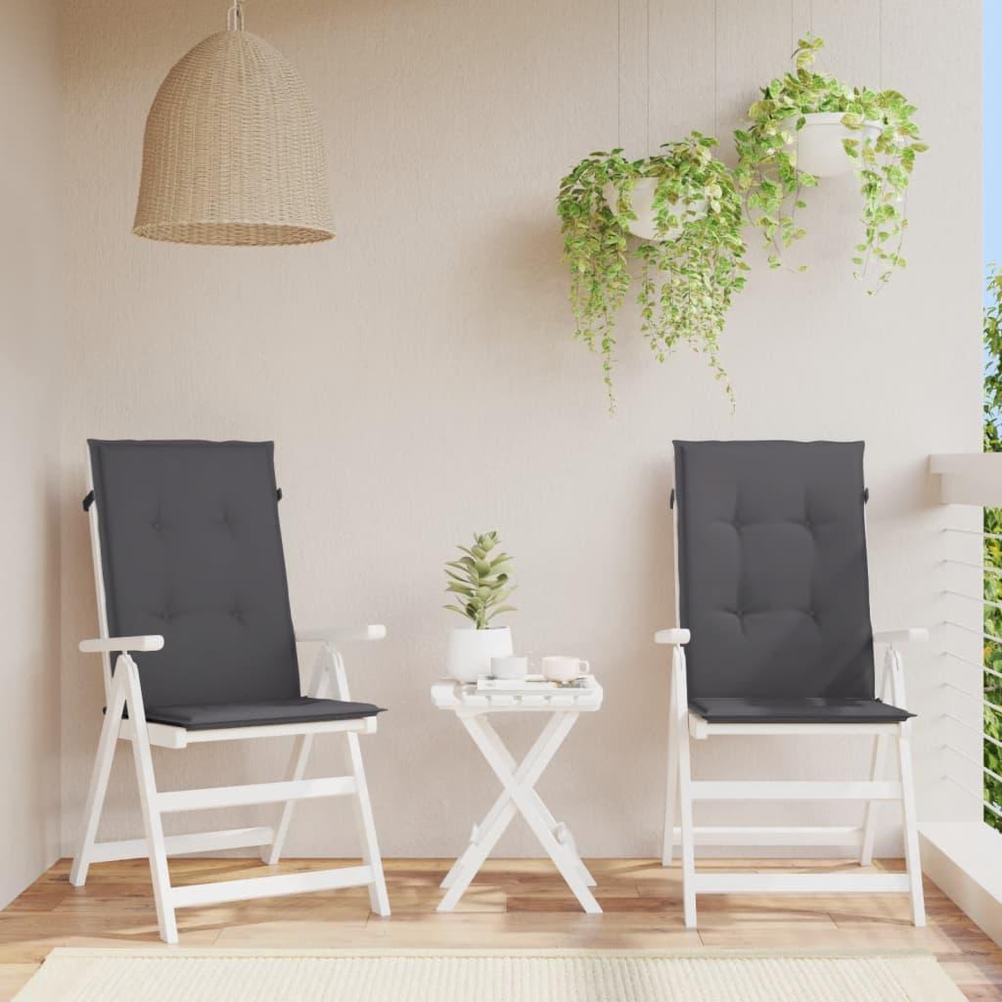 Voir la diapositive 1 : VIDAXL Coussins de chaise de jardin a dossier haut lot de 2 anthracite