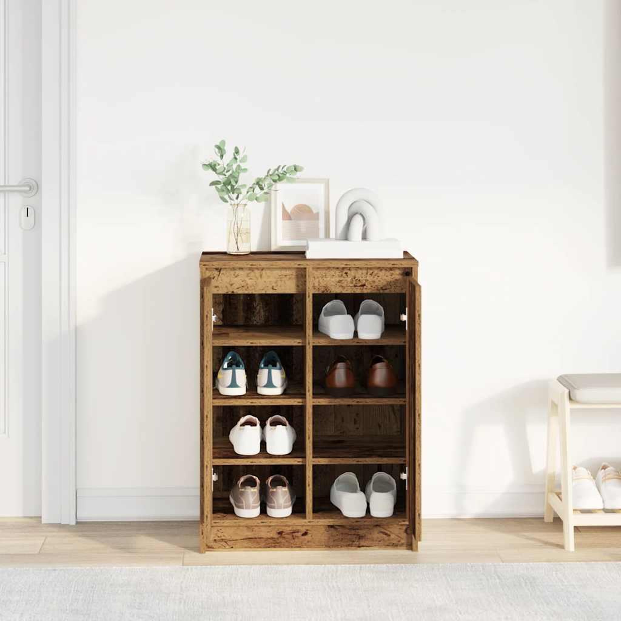 Voir la diapositive 3 : VIDAXL Armoire a chaussures vieux bois 57x34x76 cm bois d'ingenierie